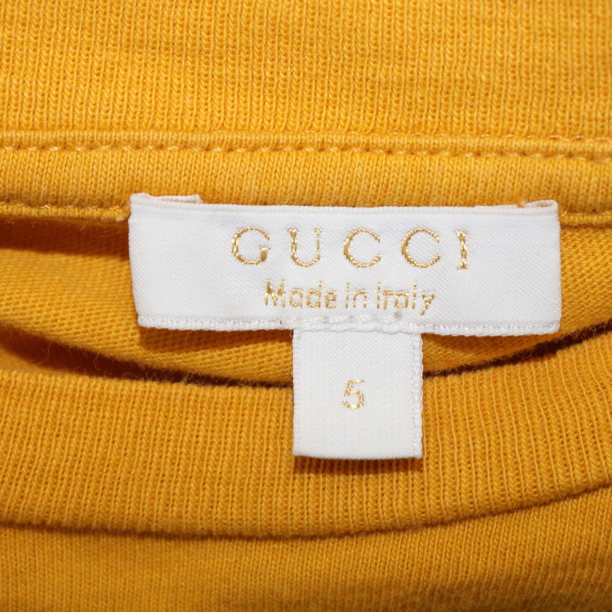 Gucci Kids Mustard Cotton Keep The Beat Print T-Shirt