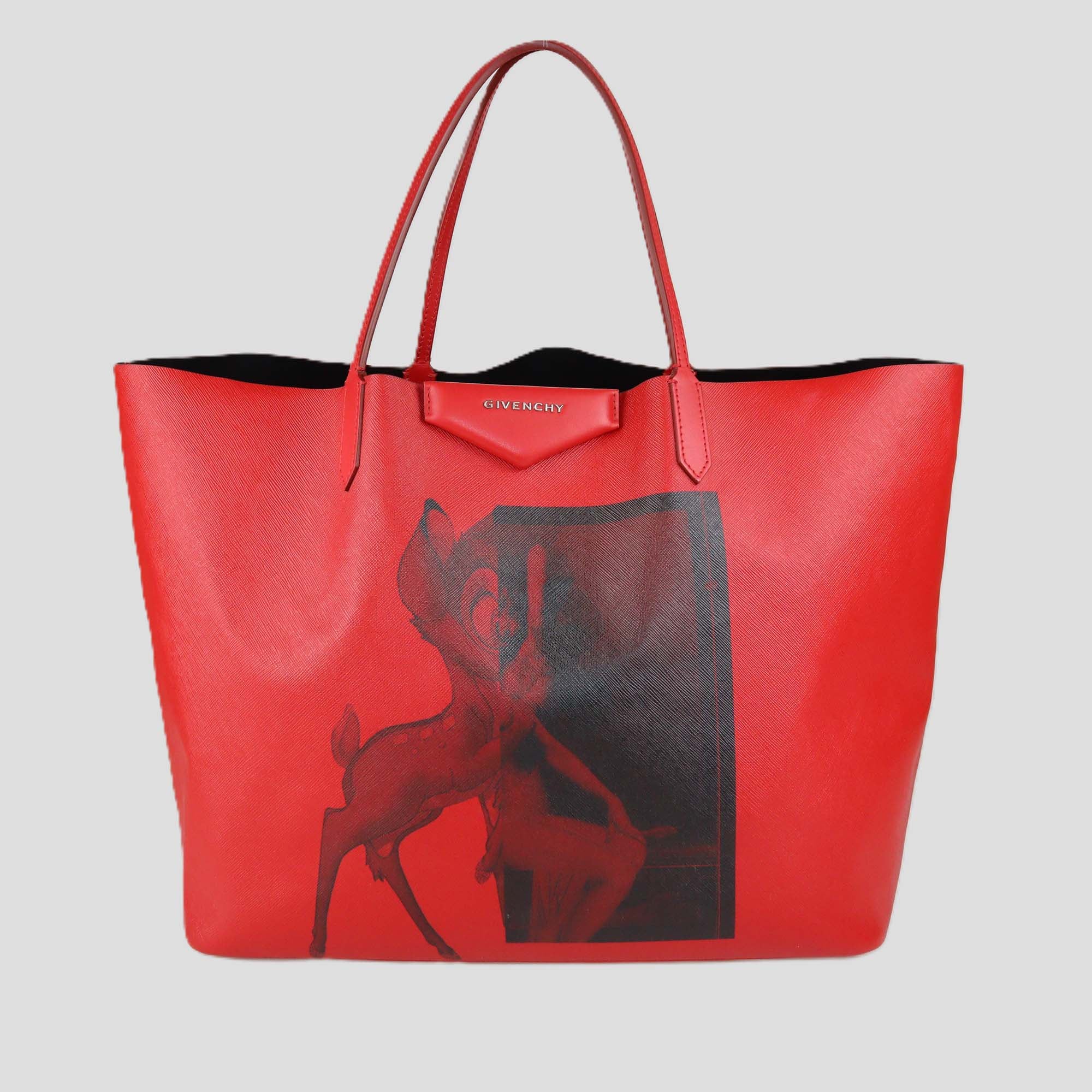 Givenchy Red Coated Canvas Large Bambi Print Antigona Shopper Tote