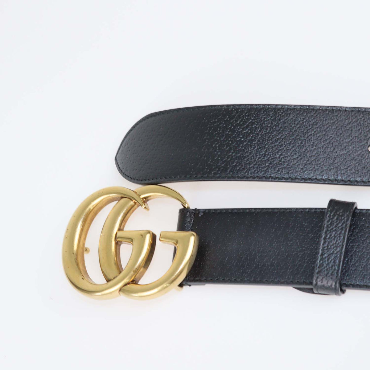 Gucci Black Leather GG Marmont Wide Belt