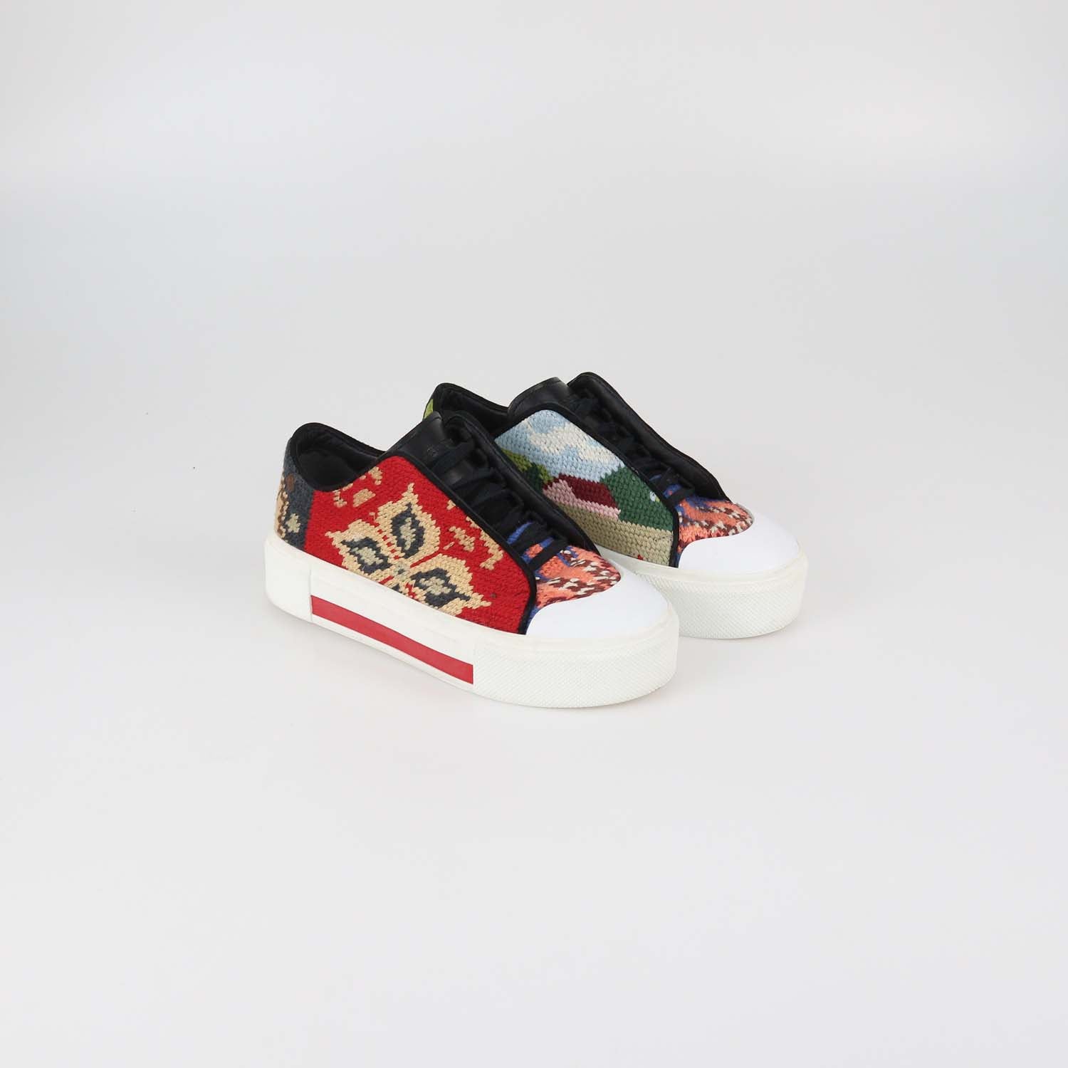 Alexander McQueen Multicolor Tapestry Fabric Low Top Sneakers