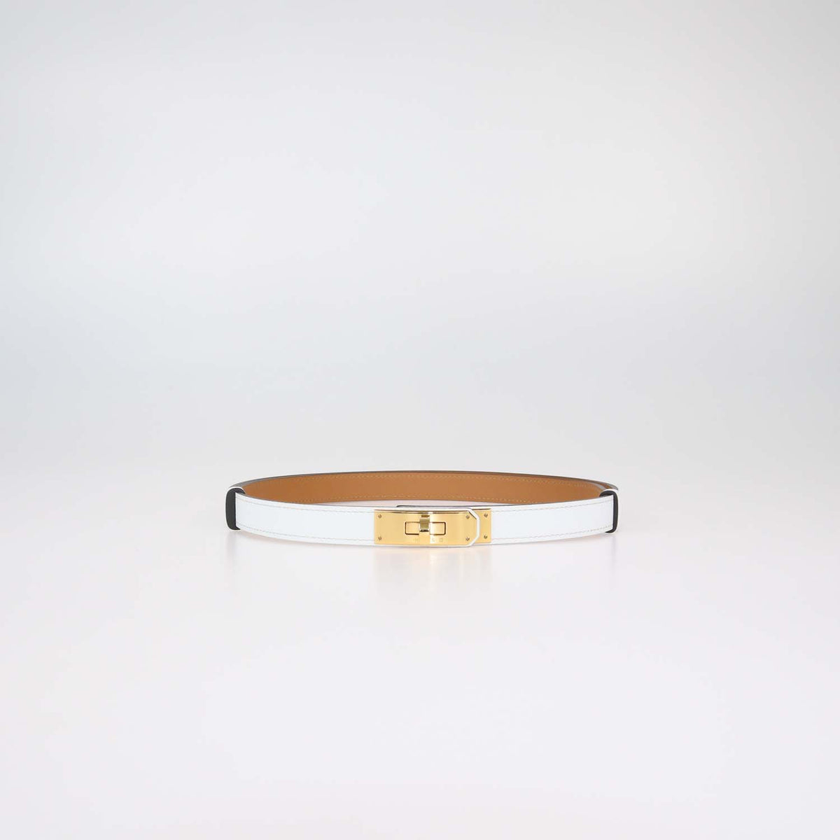 Hermes White Epsom Leather Kelly 18 Adjustable Belt