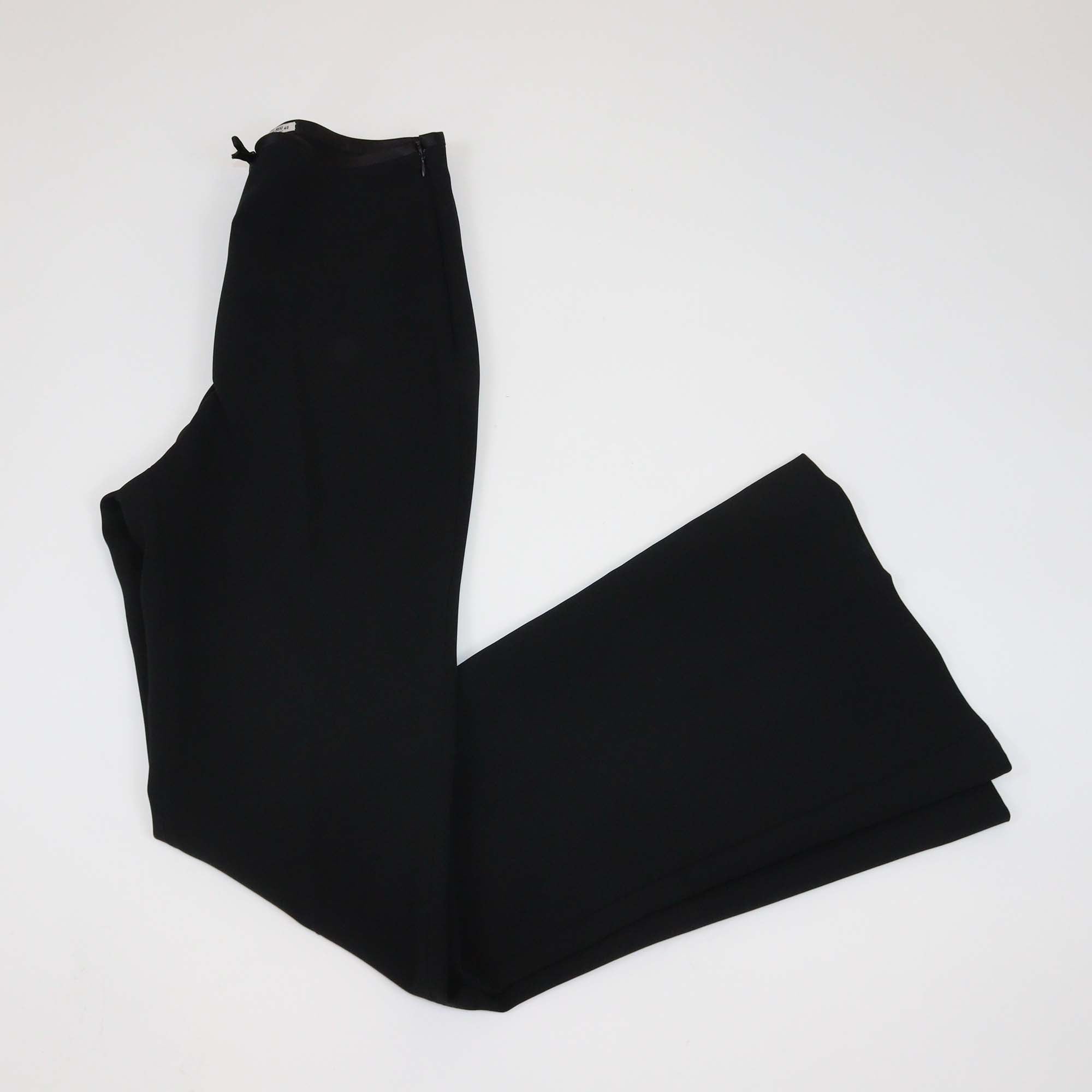 Miu Miu Black Fabric Blend Bow Detail Flare Trousers