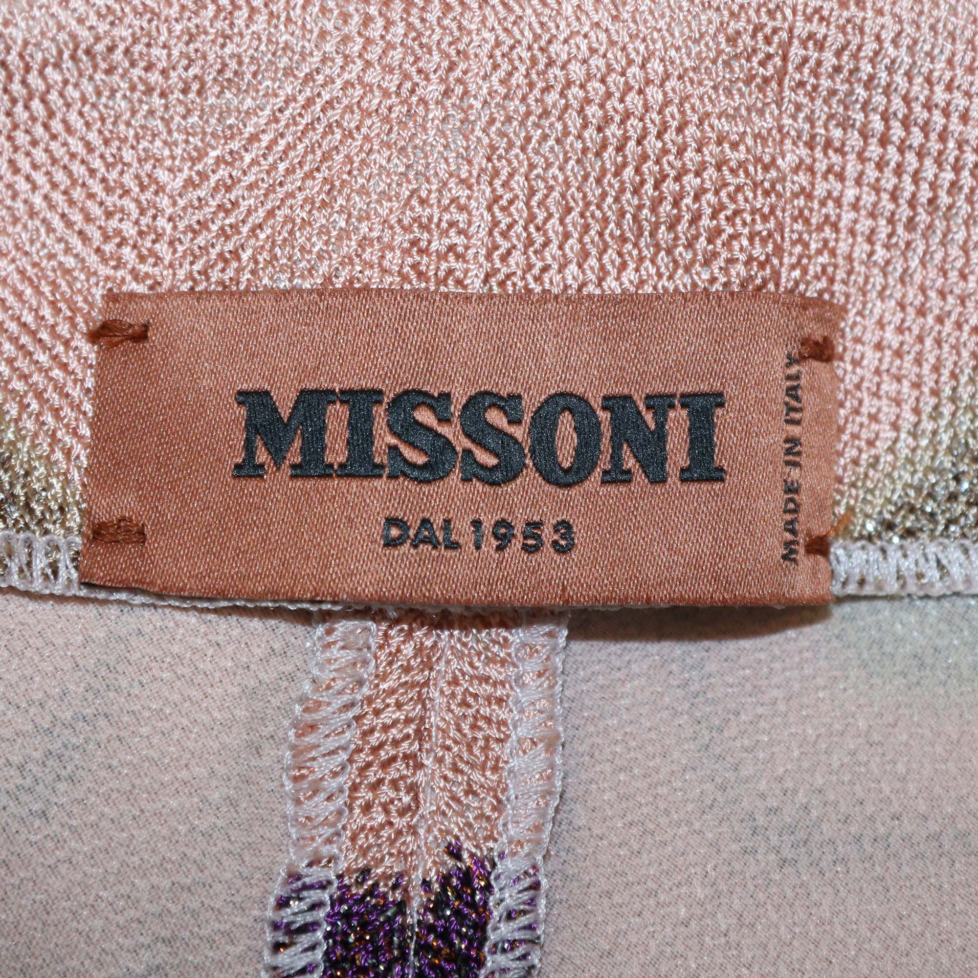 Missoni Multicolor Geometric Pattern Knit Blend Straight Leg Pants