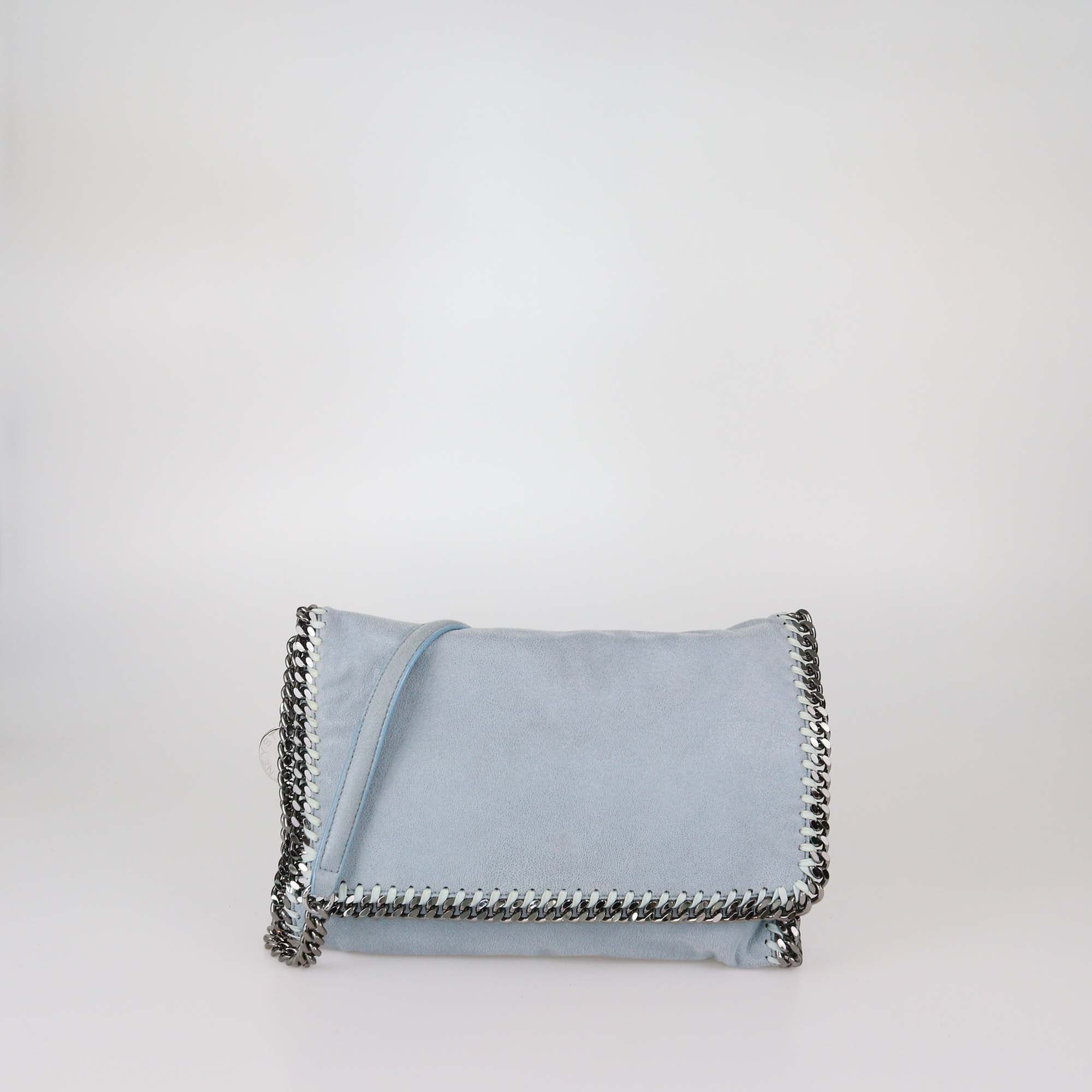 Stella McCartney Sky Blue Faux Suede Falabella Flap Shoulder Bag