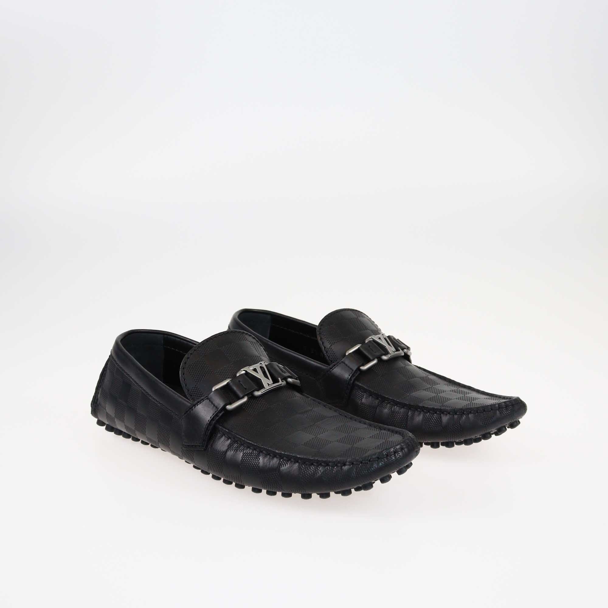 Louis Vuitton Black Damier Infini Hockenheim Moccasin Shoes Louis Vuitton