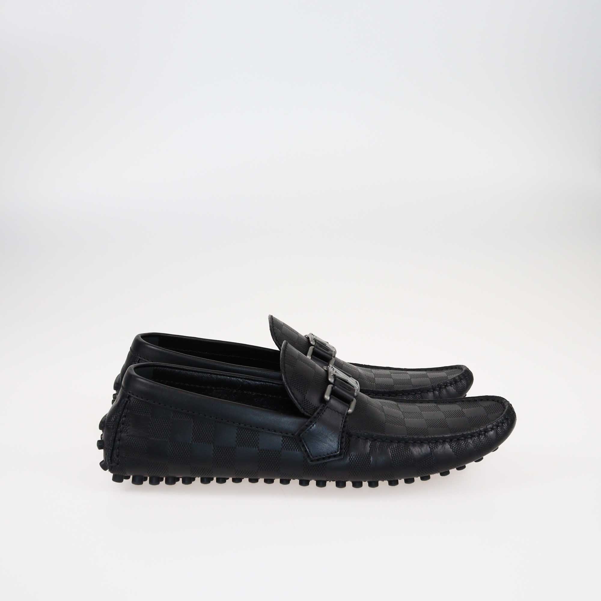 Louis Vuitton Black Damier Infini Hockenheim Moccasin Shoes Louis Vuitton