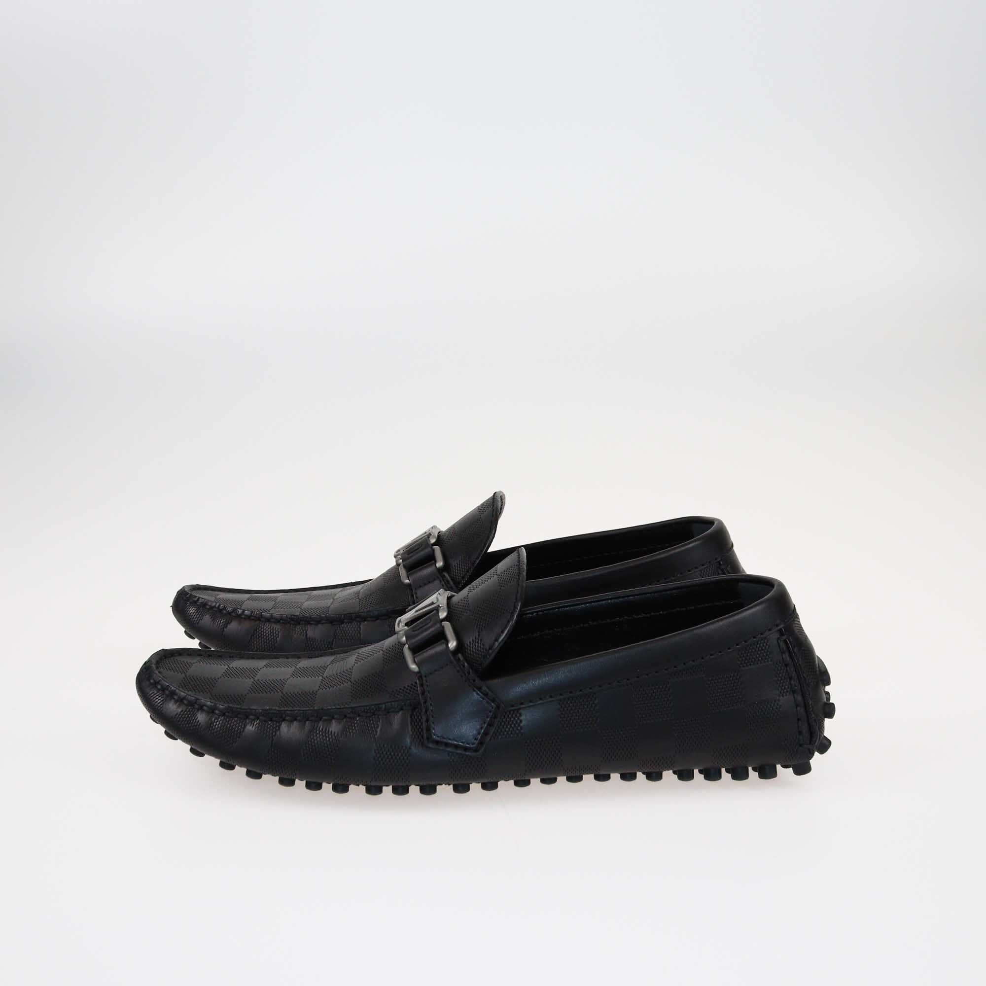 Louis Vuitton Black Damier Infini Hockenheim Moccasin Shoes Louis Vuitton