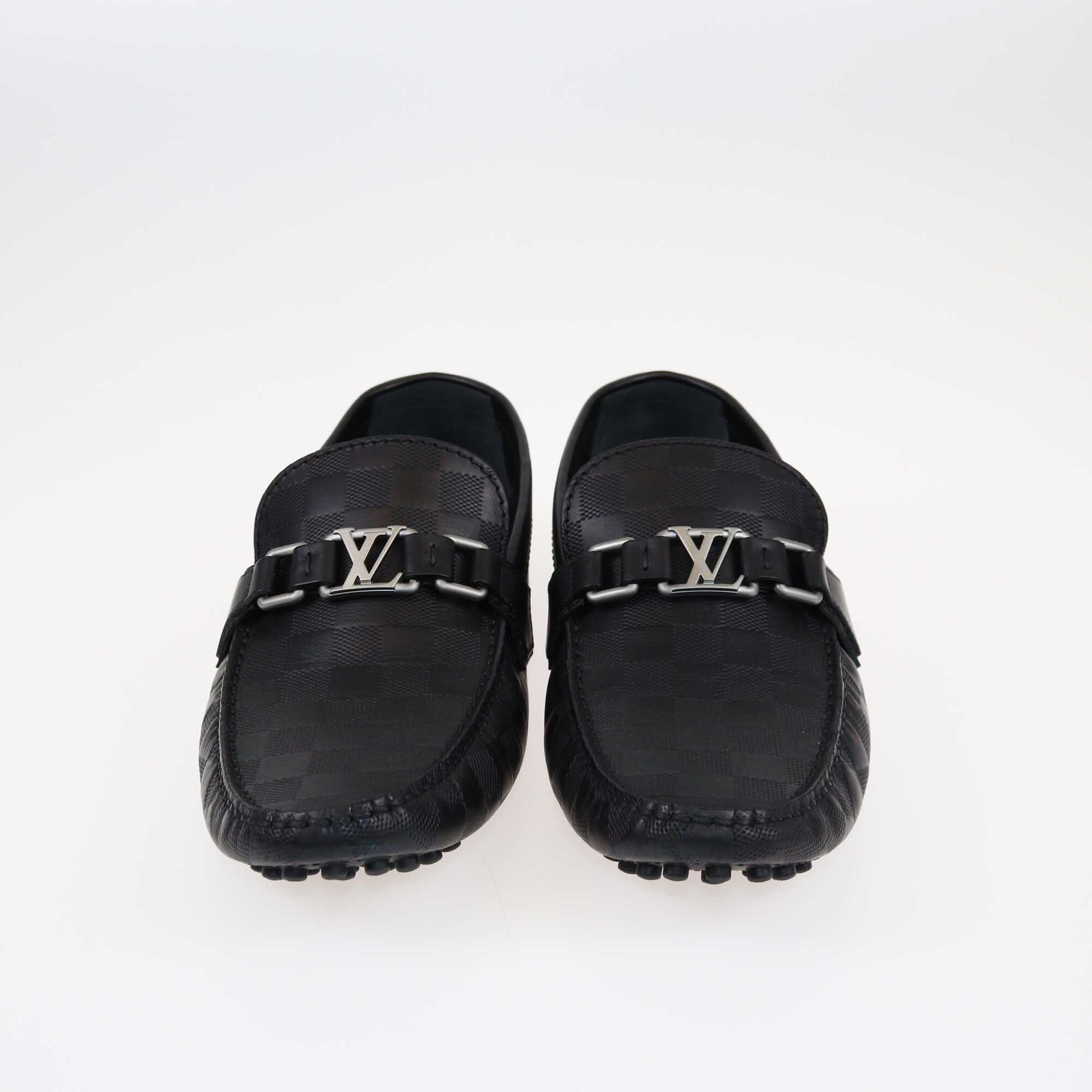 Louis Vuitton Black Damier Infini Hockenheim Moccasin Shoes Louis Vuitton