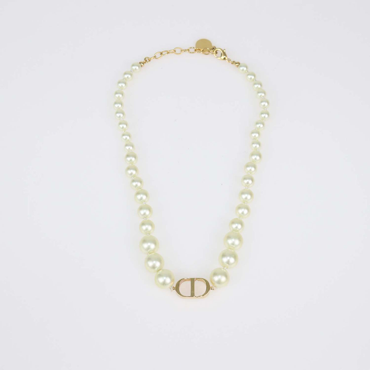 Christian Dior Gold,White Faux Pearls 30 Montaigne Short Necklace
