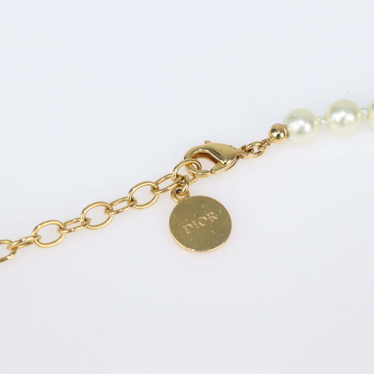 Christian Dior Gold,White Faux Pearls 30 Montaigne Short Necklace