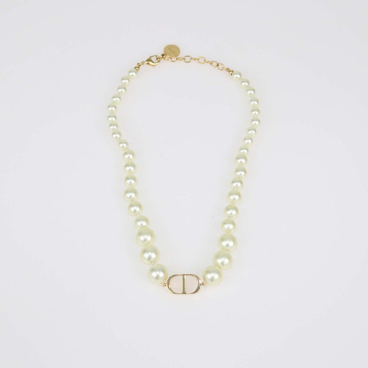 Christian Dior Gold,White Faux Pearls 30 Montaigne Short Necklace