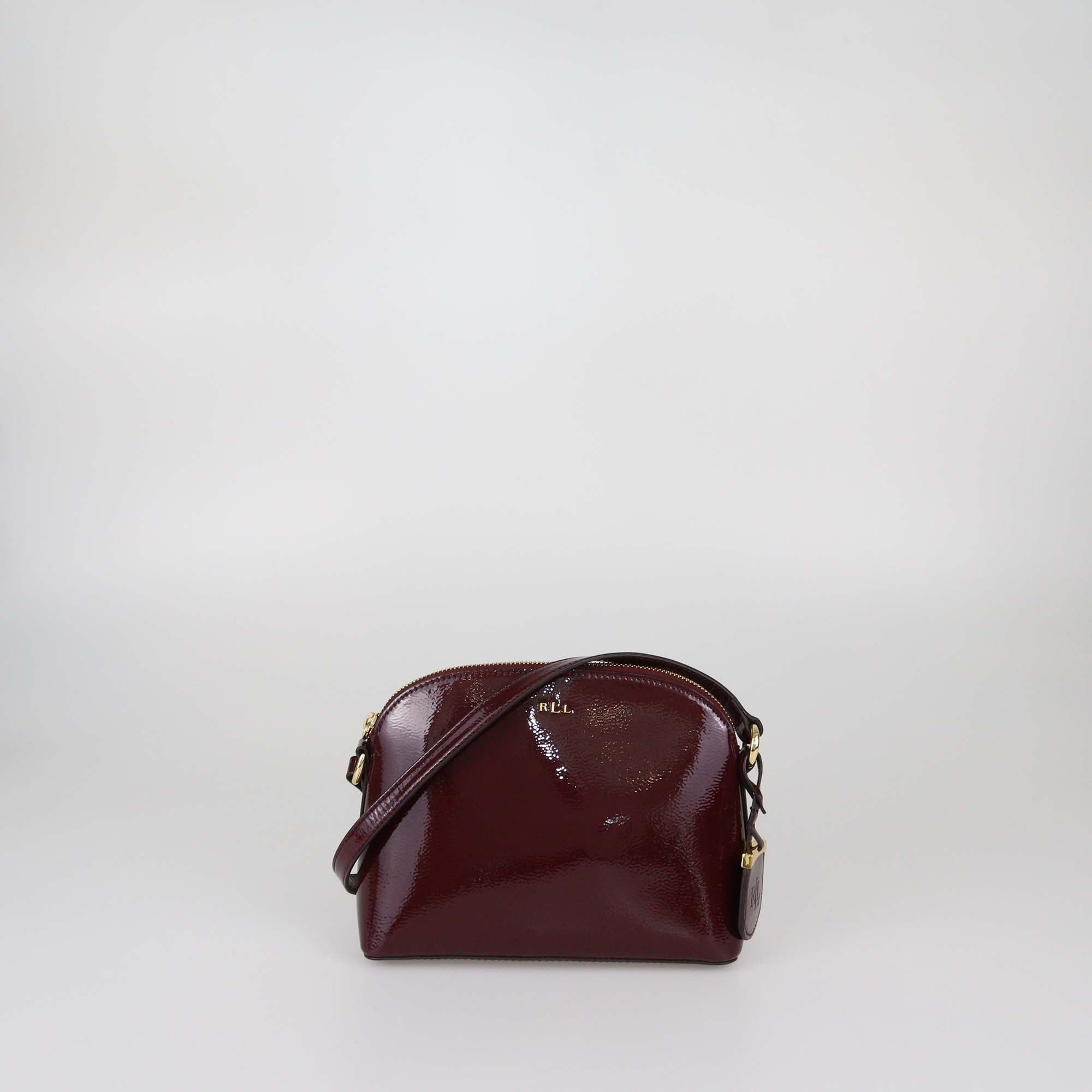 Lauren Ralph Lauren Burgundy Faux Patent Leather Andover Crossbody Bag