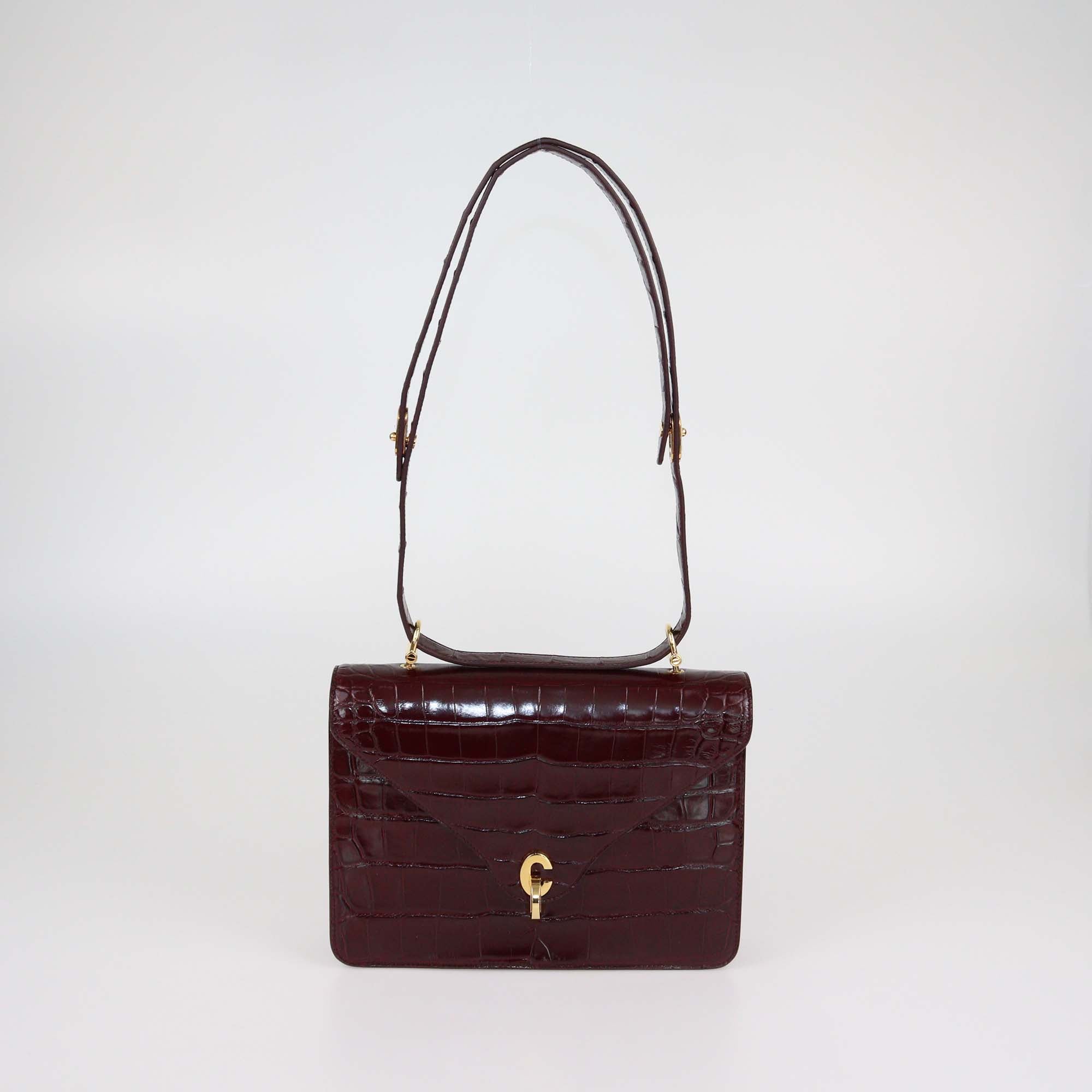 Christian Dior Burgundy Alligator C'est Shoulder Bag