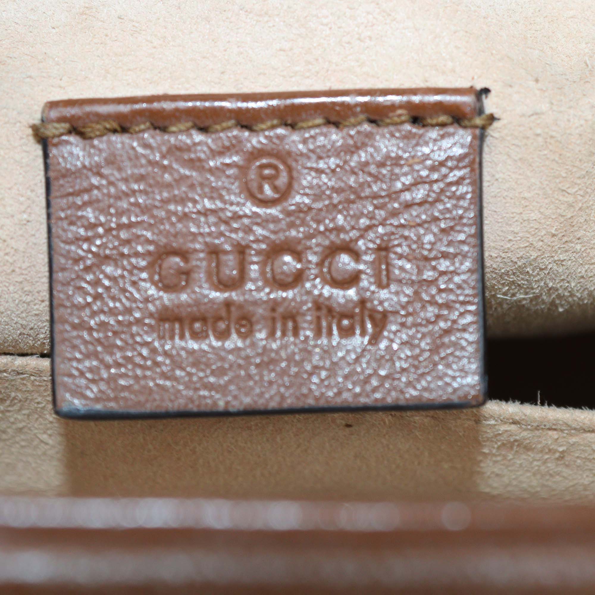 Gucci Brown Matelasse Leather Mini GG Marmont Top Handle Bag