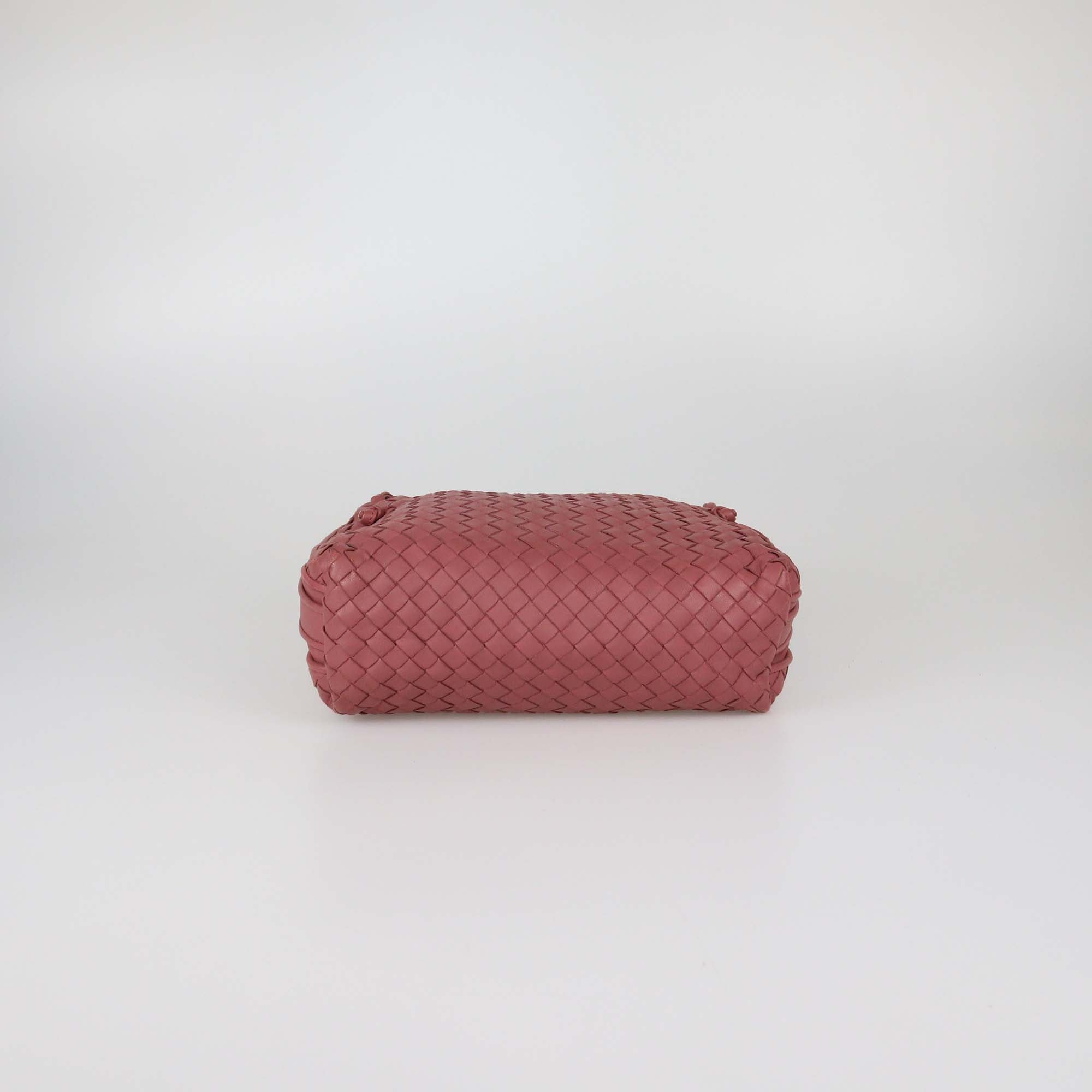 Bottega Veneta Old Rose Intrecciato Leather Double Zip Nodini Crossbody Bag