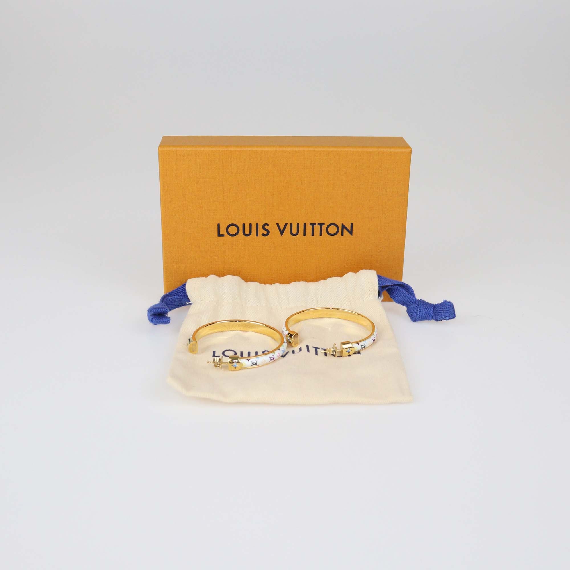 Louis Vuitton x Takashi Murakami Toile Gold Tone Hoop Earrings