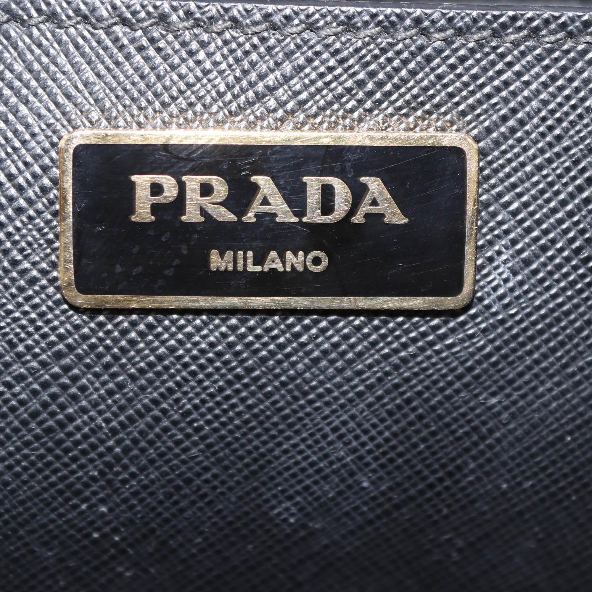 Prada Black Saffiano Lux Leather Large Double Zip Tote