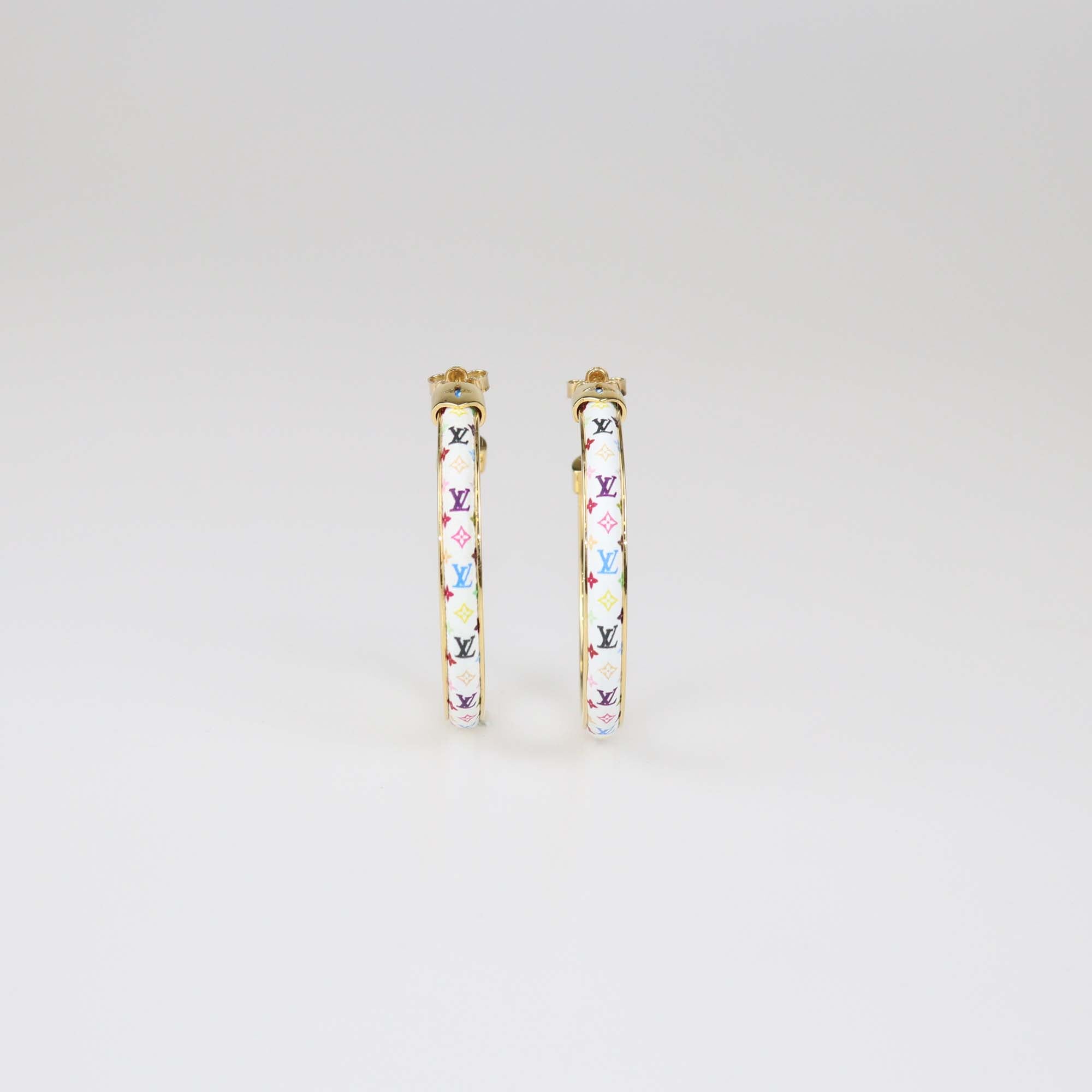 Louis Vuitton x Takashi Murakami Toile Gold Tone Hoop Earrings