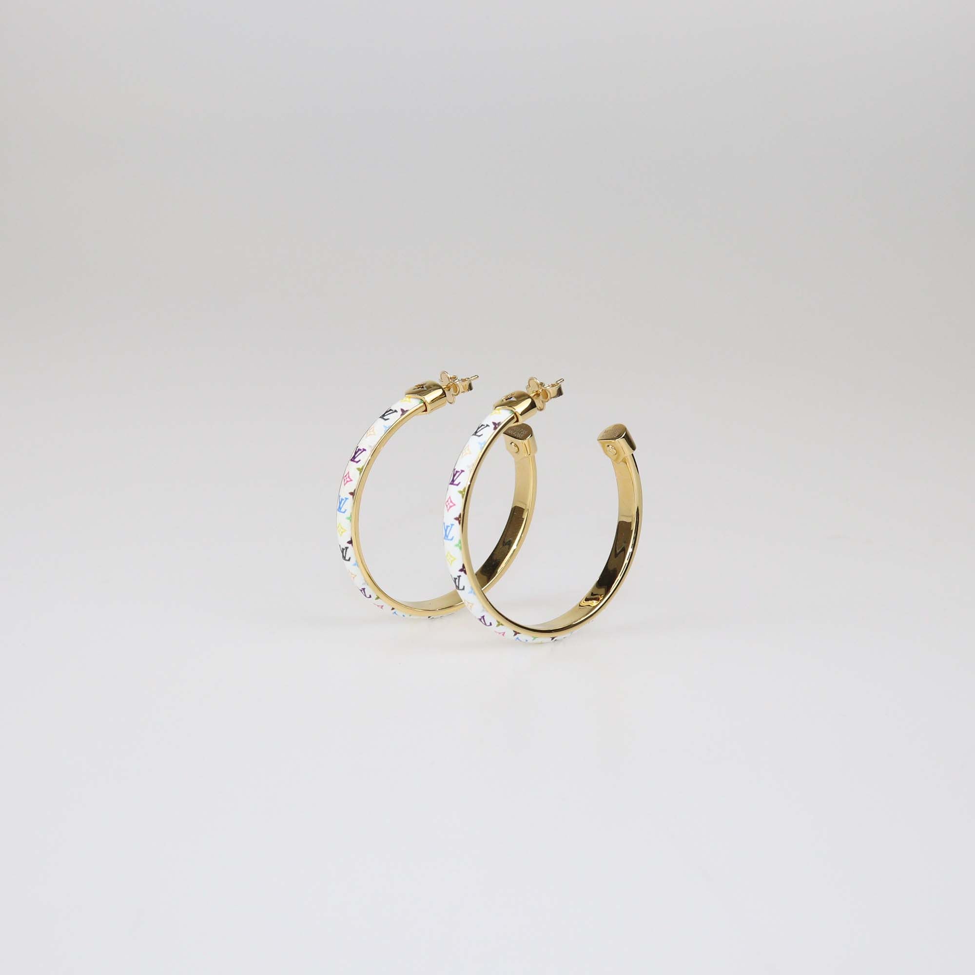 Louis Vuitton x Takashi Murakami Toile Gold Tone Hoop Earrings