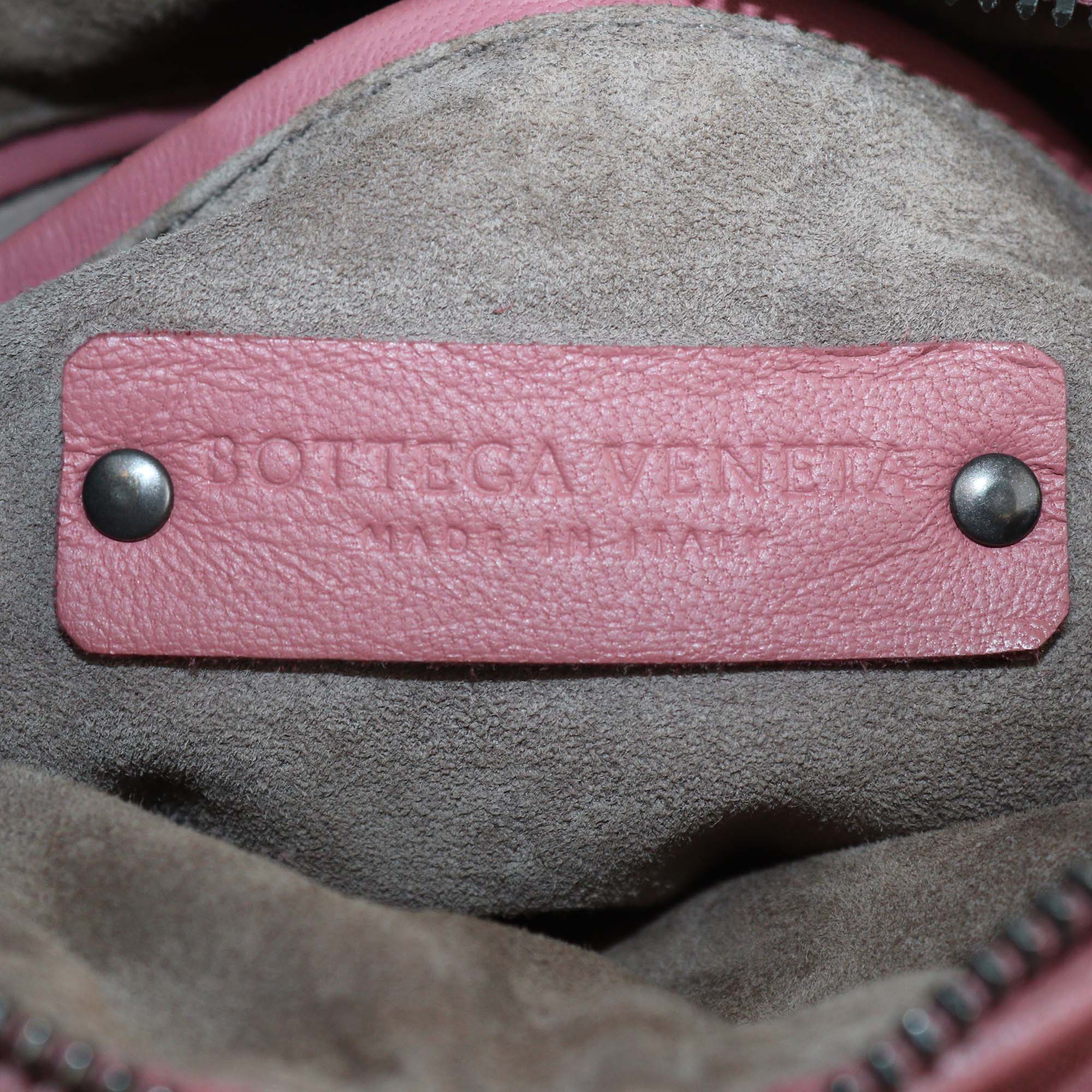 Bottega Veneta Old Rose Intrecciato Leather Double Zip Nodini Crossbody Bag