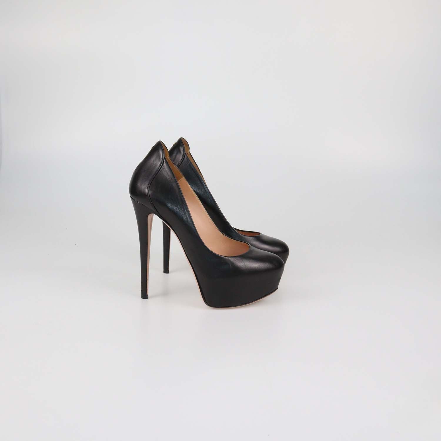 Elisabetta Franchi Black Leather Platform Pumps