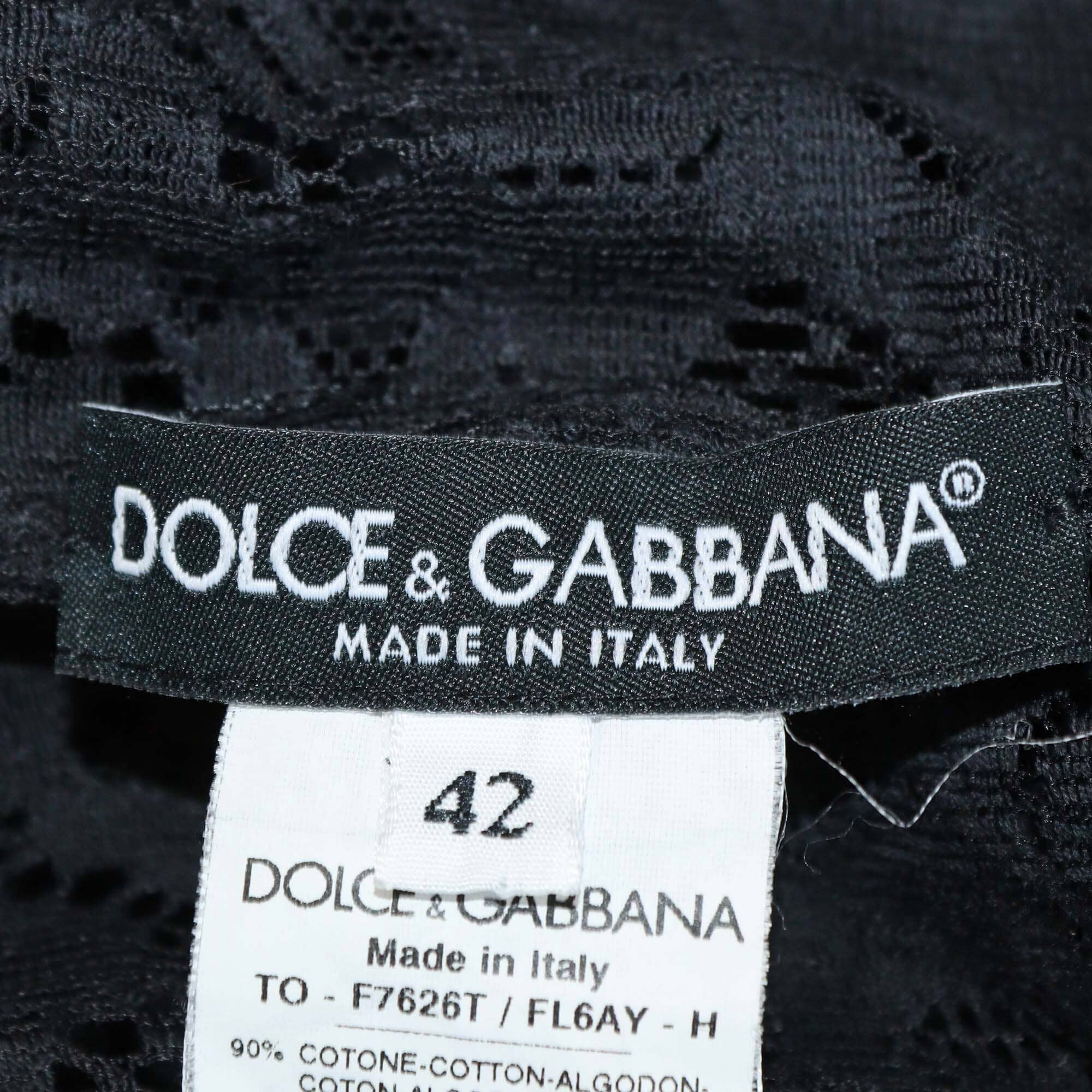 Dolce & Gabbana Black Floral Lace Mock Neck Long Sleeve Shirt Womens Dolce & Gabbana