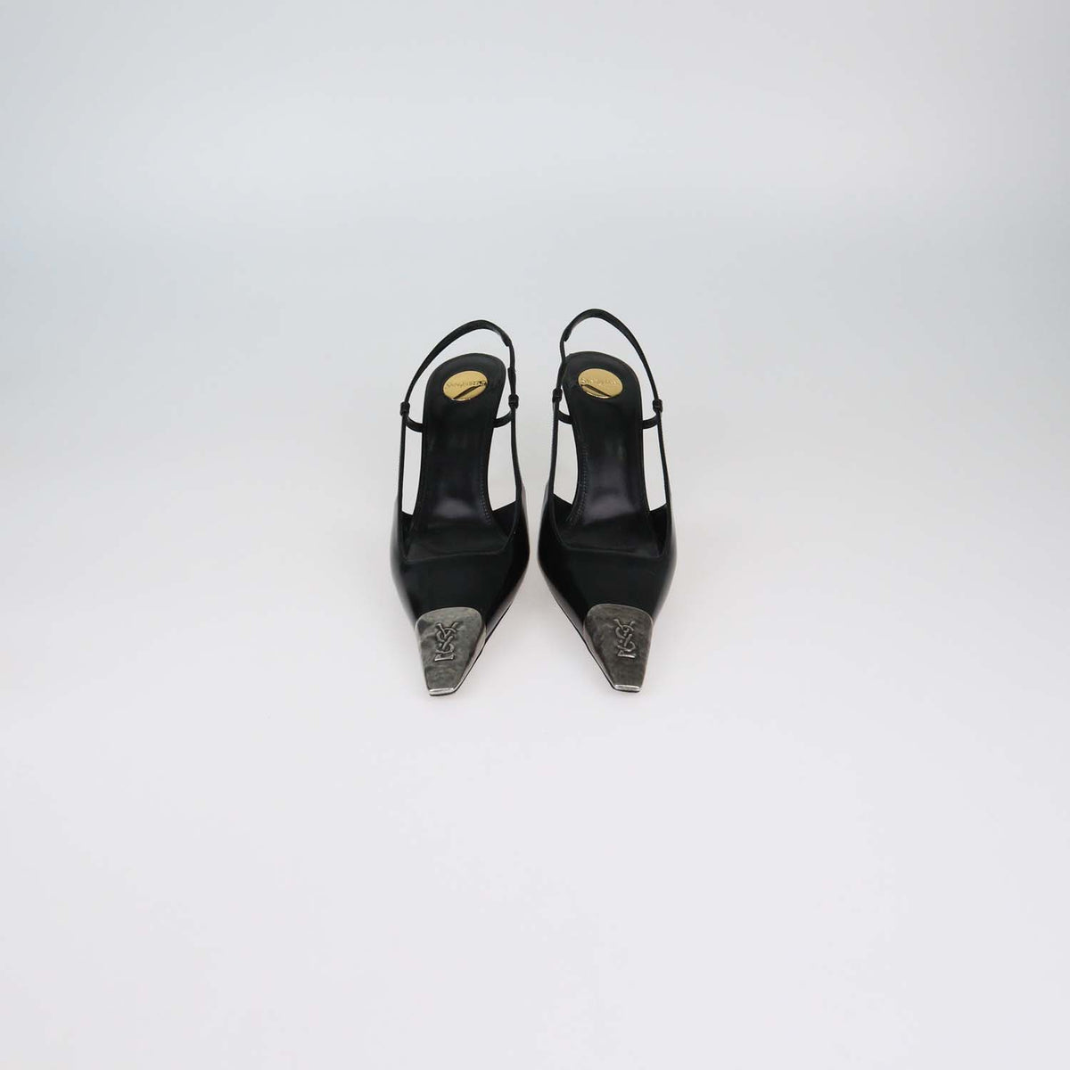 Saint Laurent Black Patent leather Jeanne Slingback Pumps
