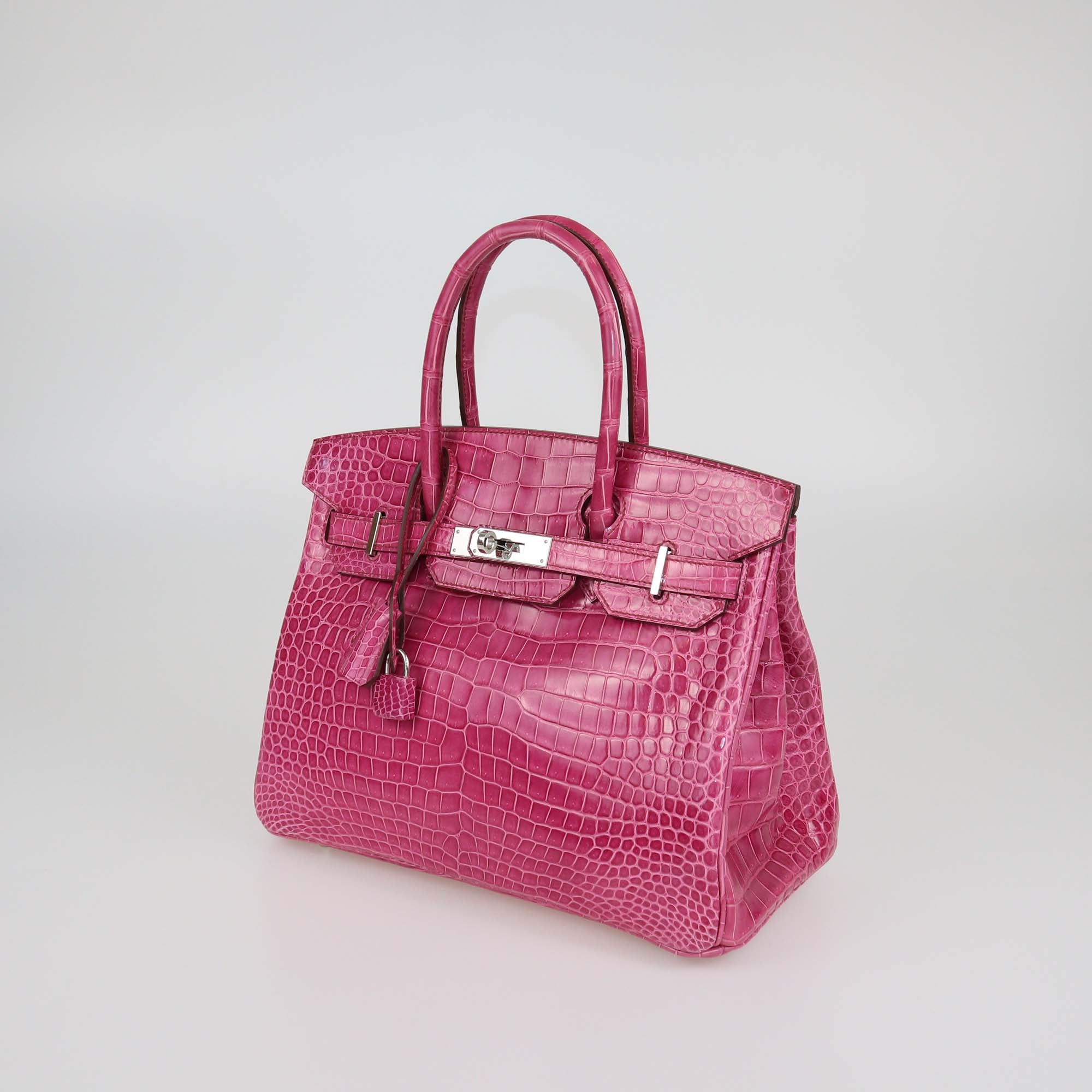 Hermes Fuchsia Porosus Crocodile Palladium Hardware Birkin 30 Bag