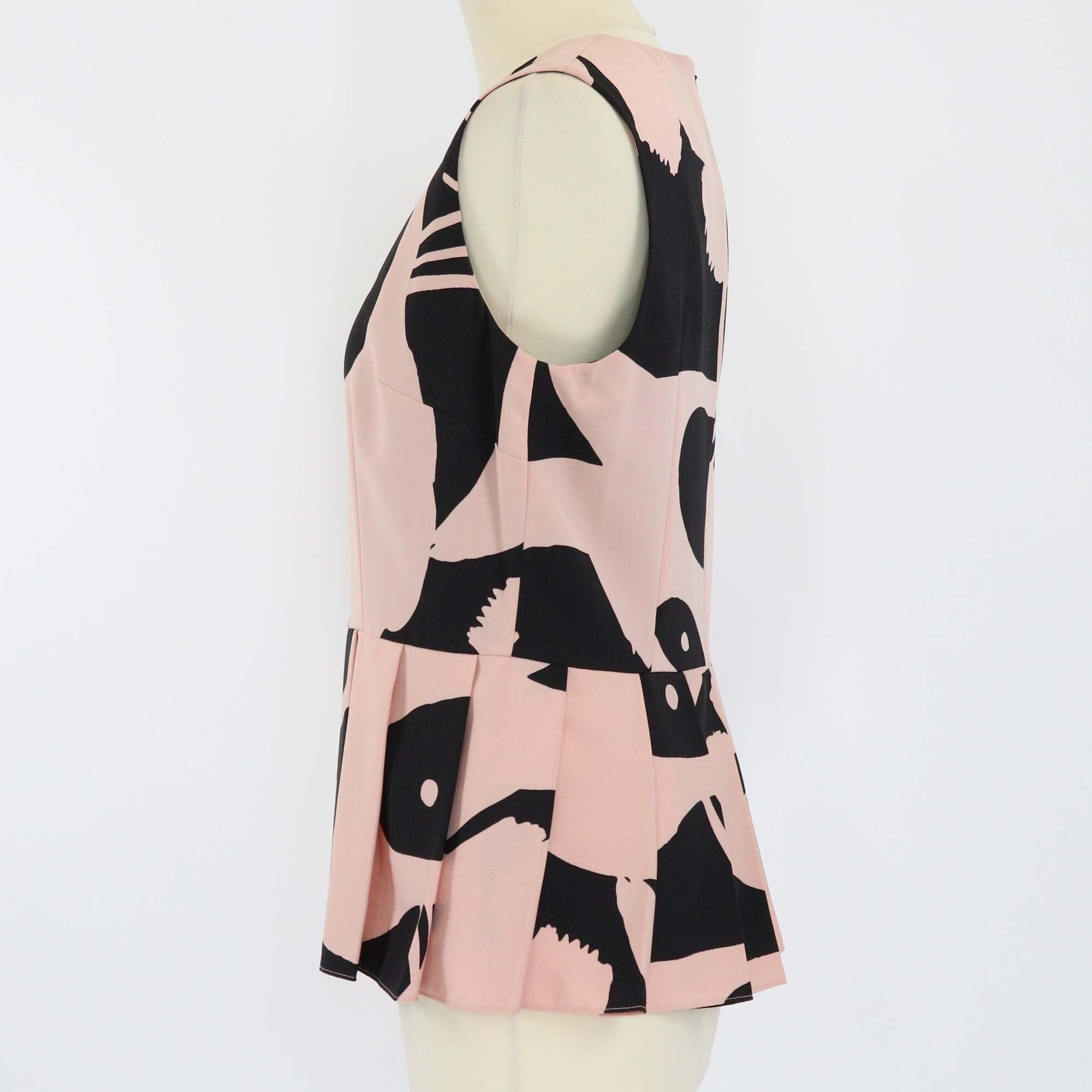 Alexander McQueen Pink/Black Skull Print Peplum Tops Womens Alexander Mcqueen
