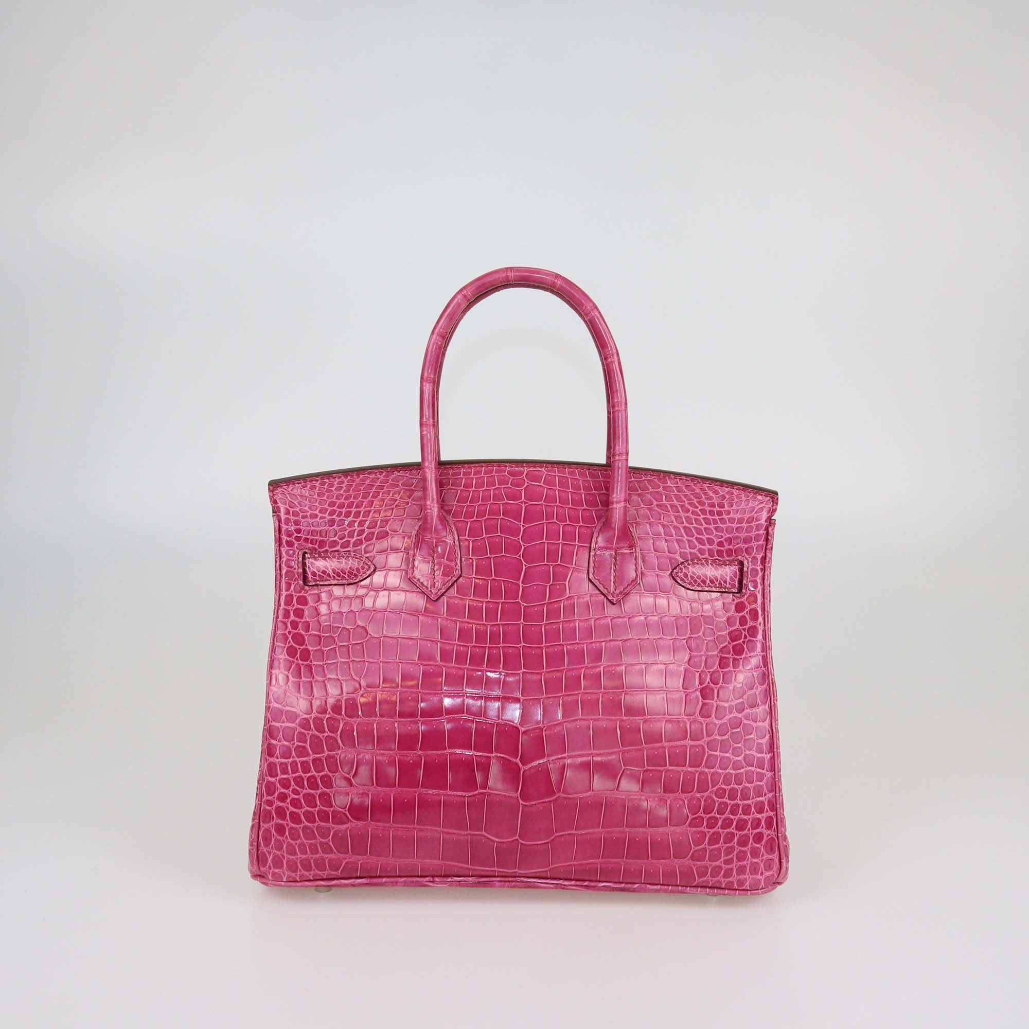 Hermes Fuchsia Porosus Crocodile Palladium Hardware Birkin 30 Bag