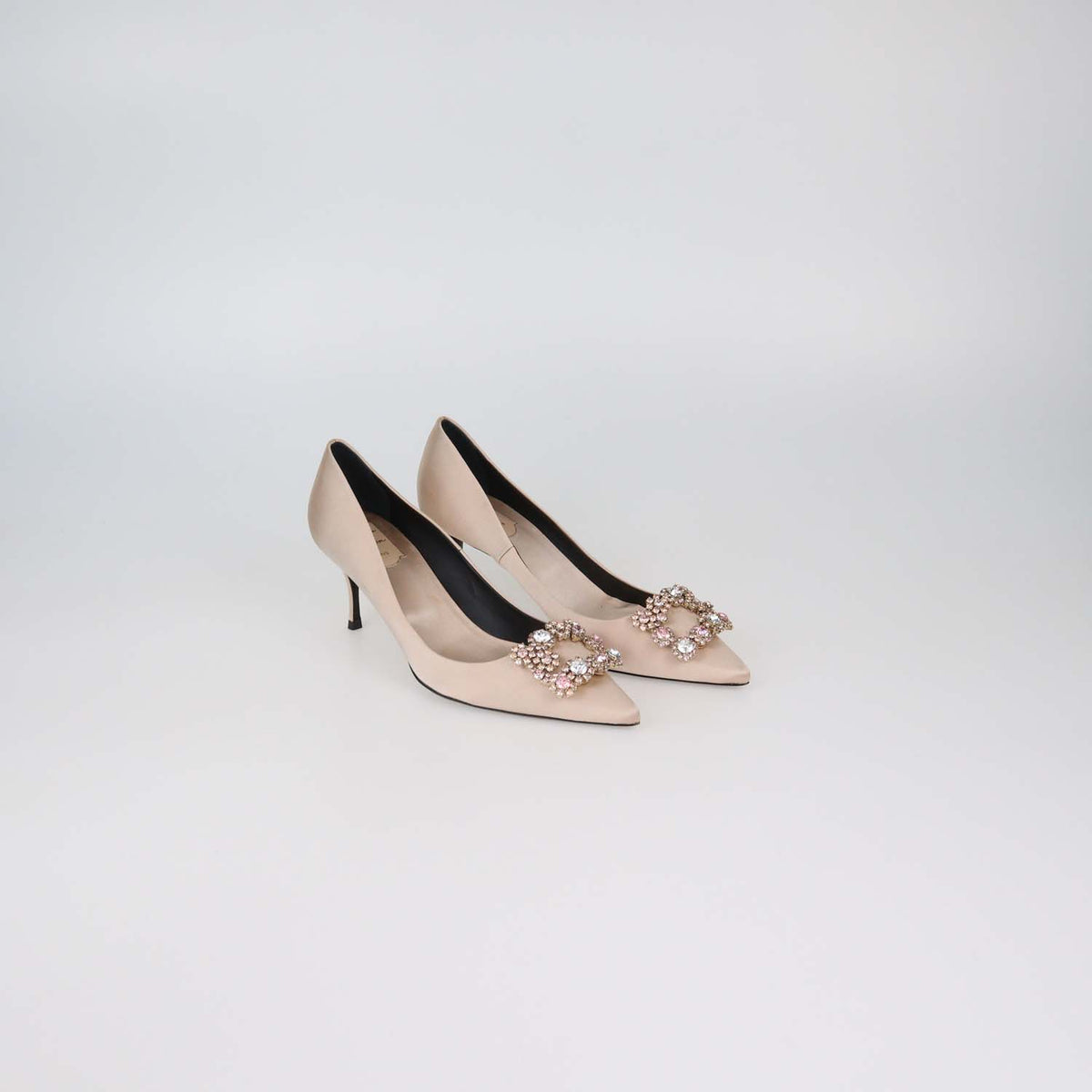 Roger Vivier Pink Satin Efflorescence Pumps