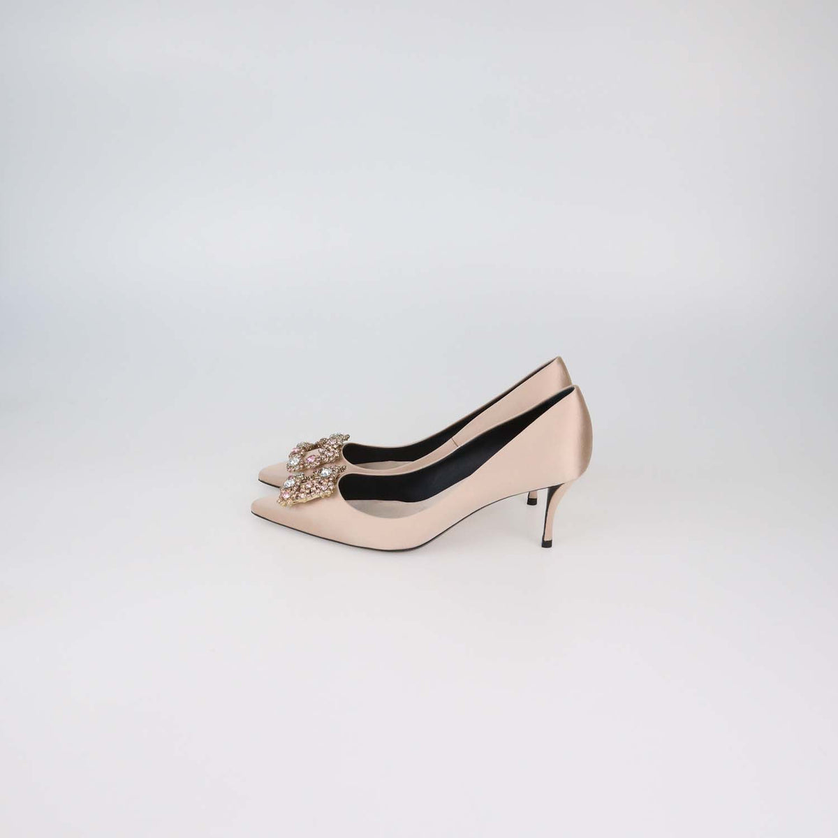 Roger Vivier Pink Satin Efflorescence Pumps