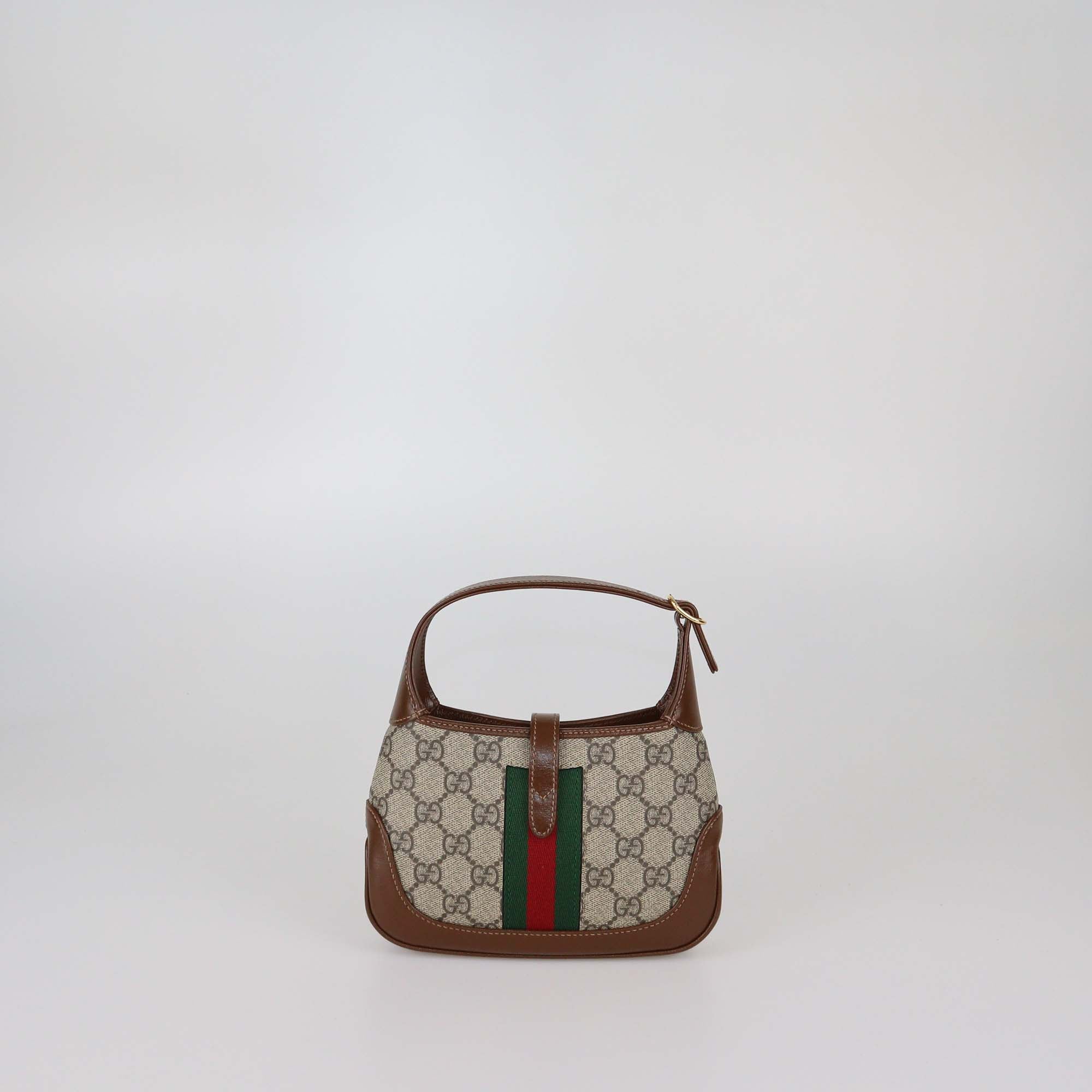 Gucci Brown/Beige GG Supreme Canvas and Leather Mini Jackie 1961 Shoulder Bag
