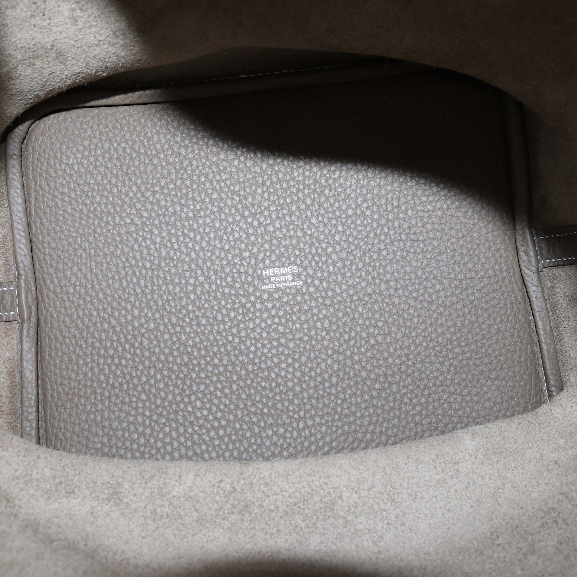 Hermes Etoupe Clemence Leather Picotin Lock 22 Bag