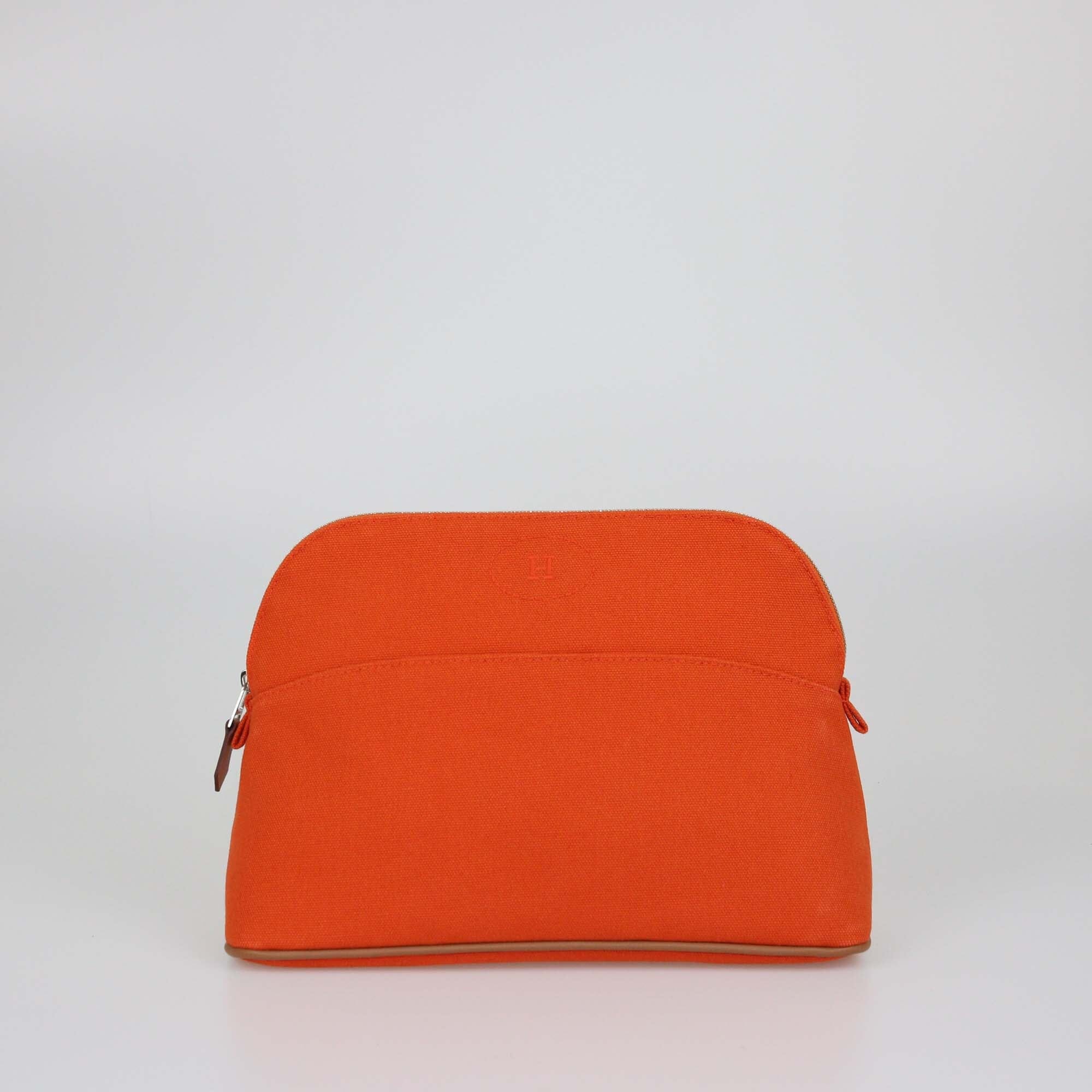 Hermes Orange Canvas Medium Bolide Case Womens Hermes