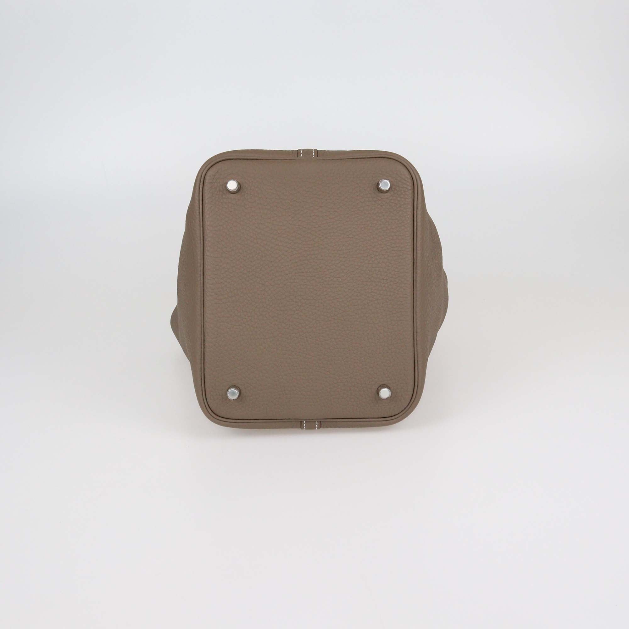 Hermes Etoupe Clemence Leather Picotin Lock 22 Bag