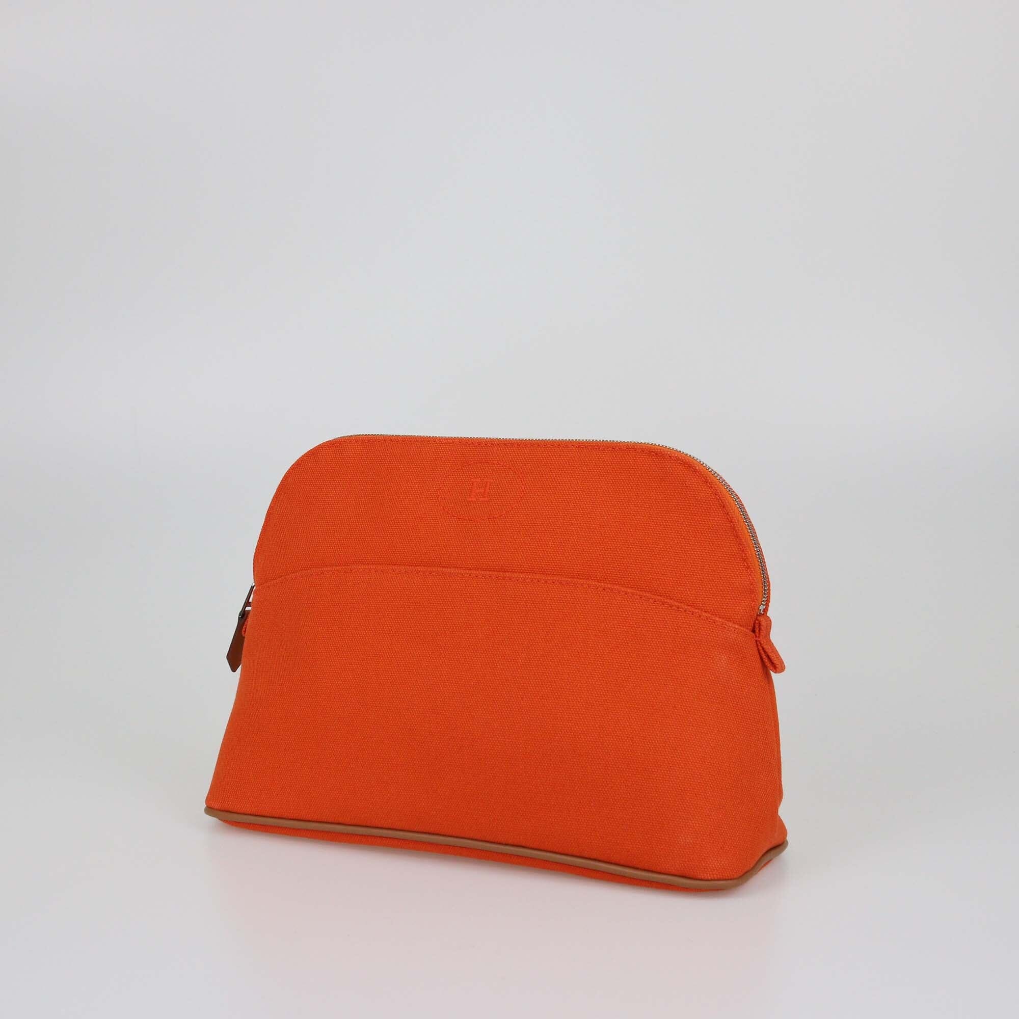 Hermes Orange Canvas Medium Bolide Case Womens Hermes