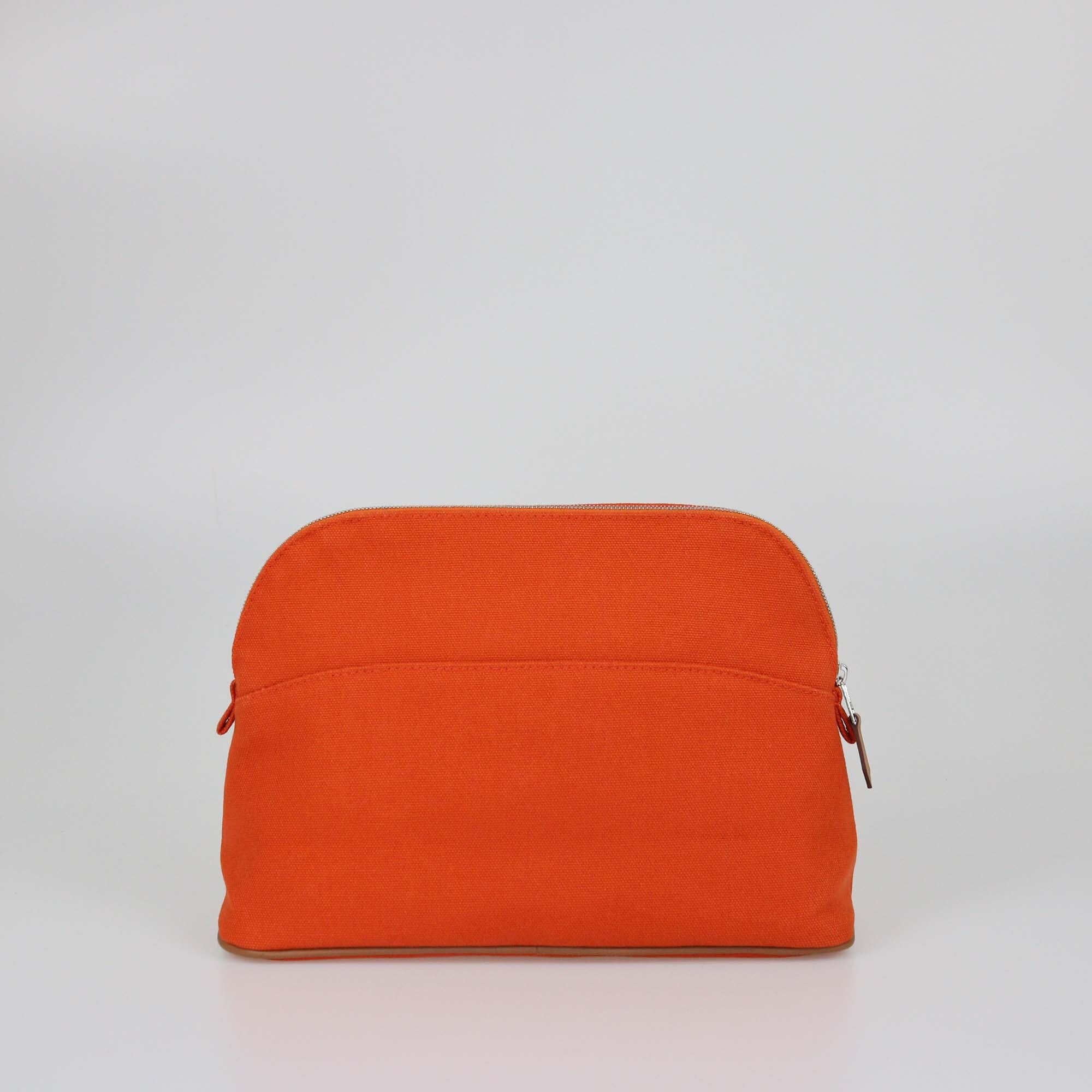 Hermes Orange Canvas Medium Bolide Case Womens Hermes