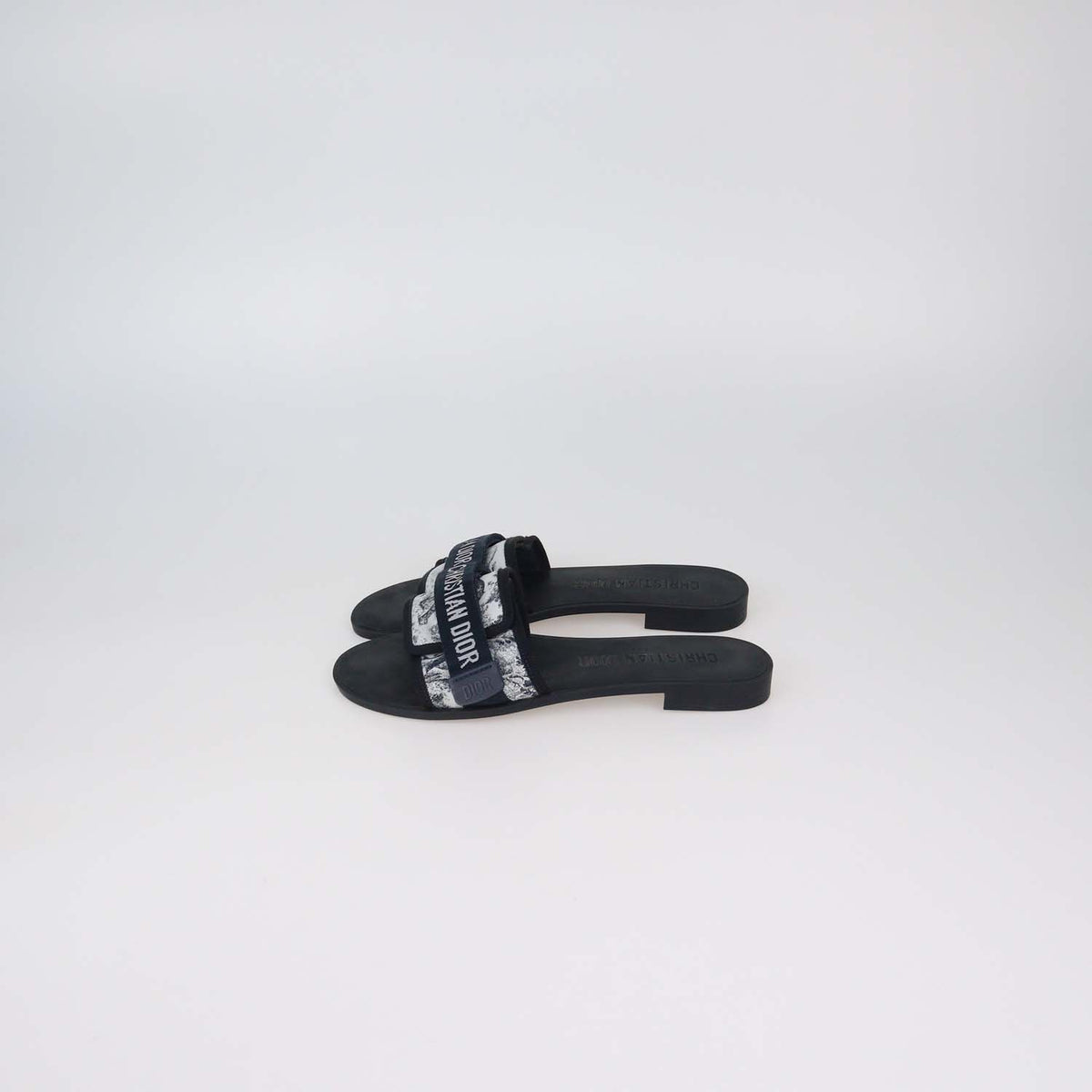 Christian Dior Deep Blue Oblique Print Technical Fabric Dio(r)evolution Slide