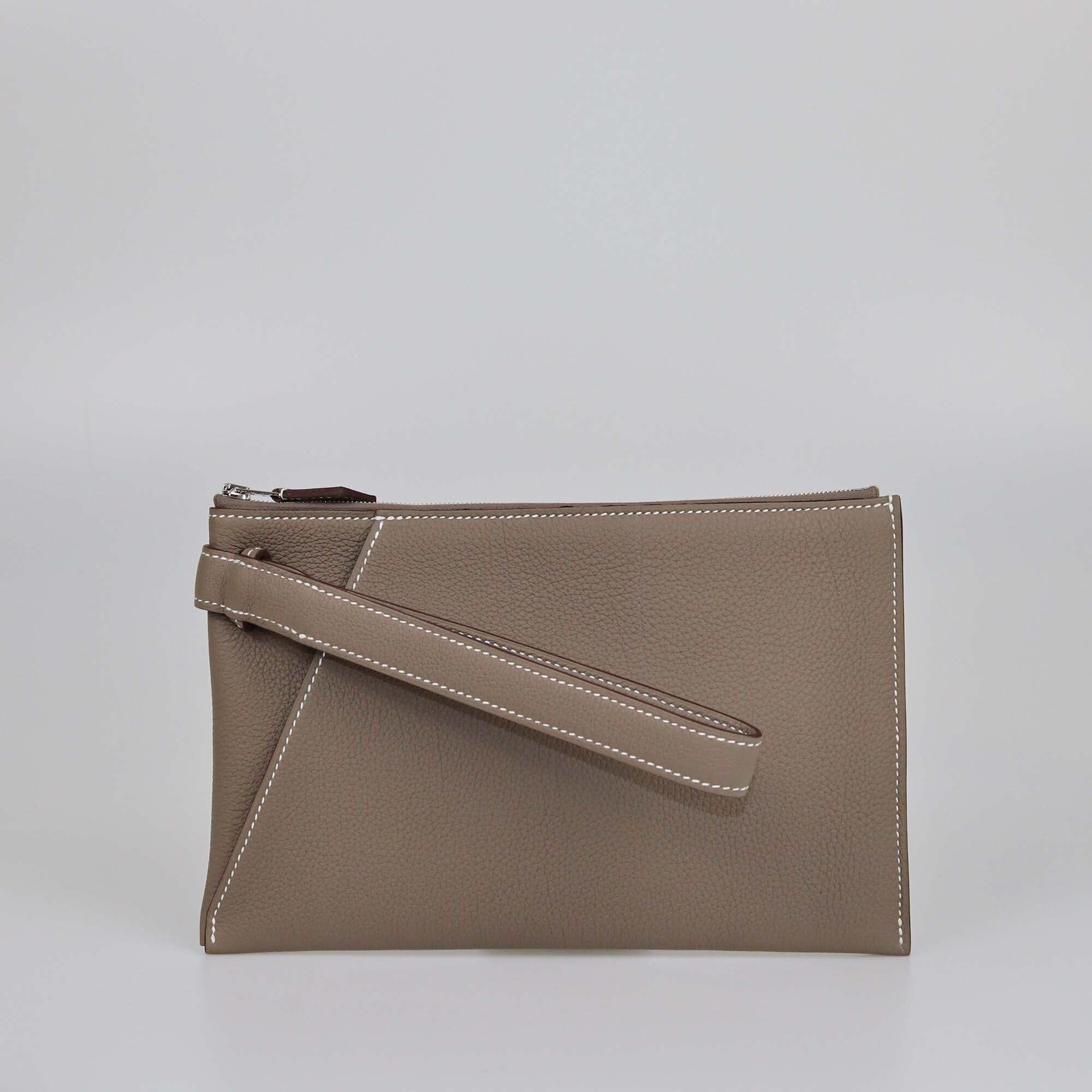 Hermes Etoupe Togo Cabavertige 24 Clutch Bag Womens Hermes