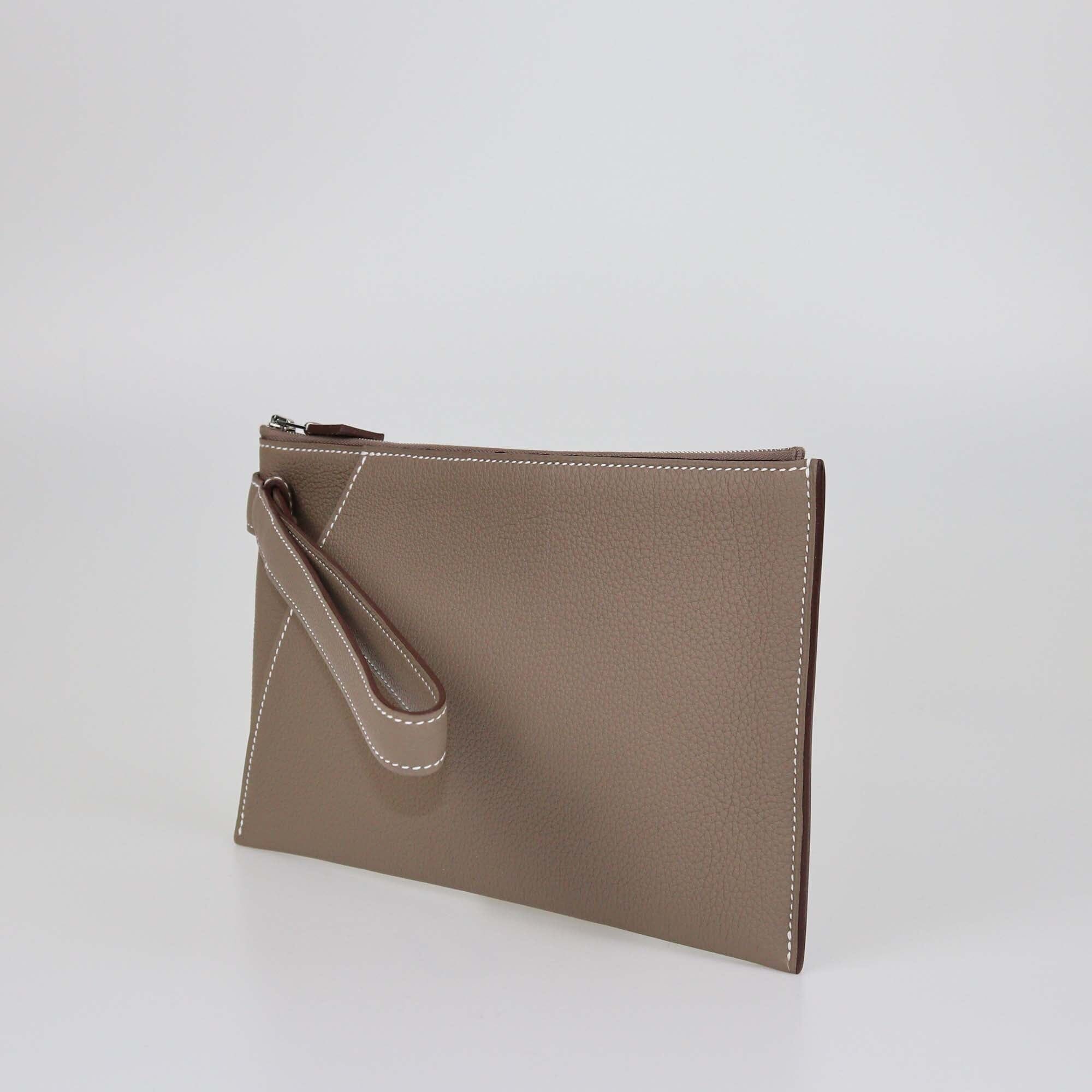 Hermes Etoupe Togo Cabavertige 24 Clutch Bag Womens Hermes