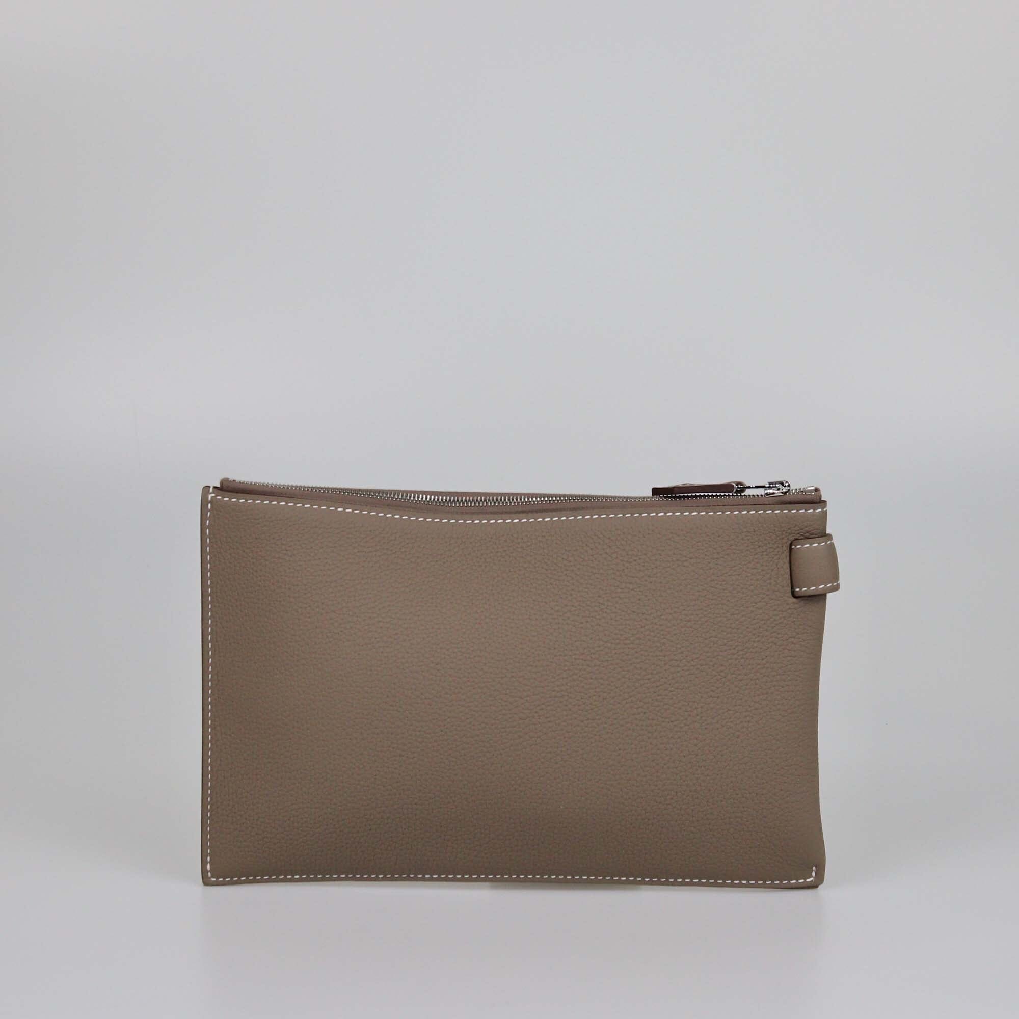 Hermes Etoupe Togo Cabavertige 24 Clutch Bag Womens Hermes