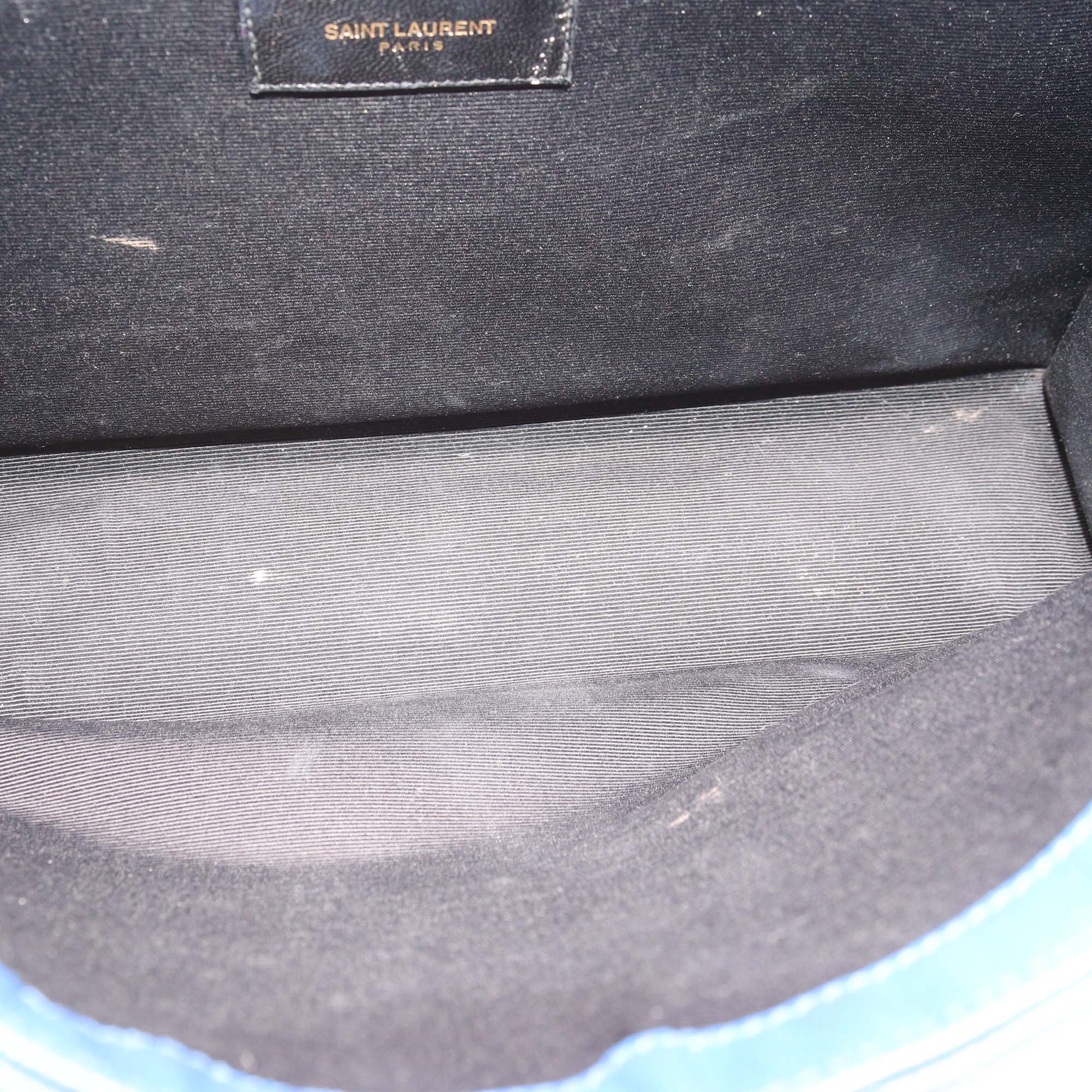 Saint Laurent Blue Chevron Leather Large Envelope Shoulder Bag