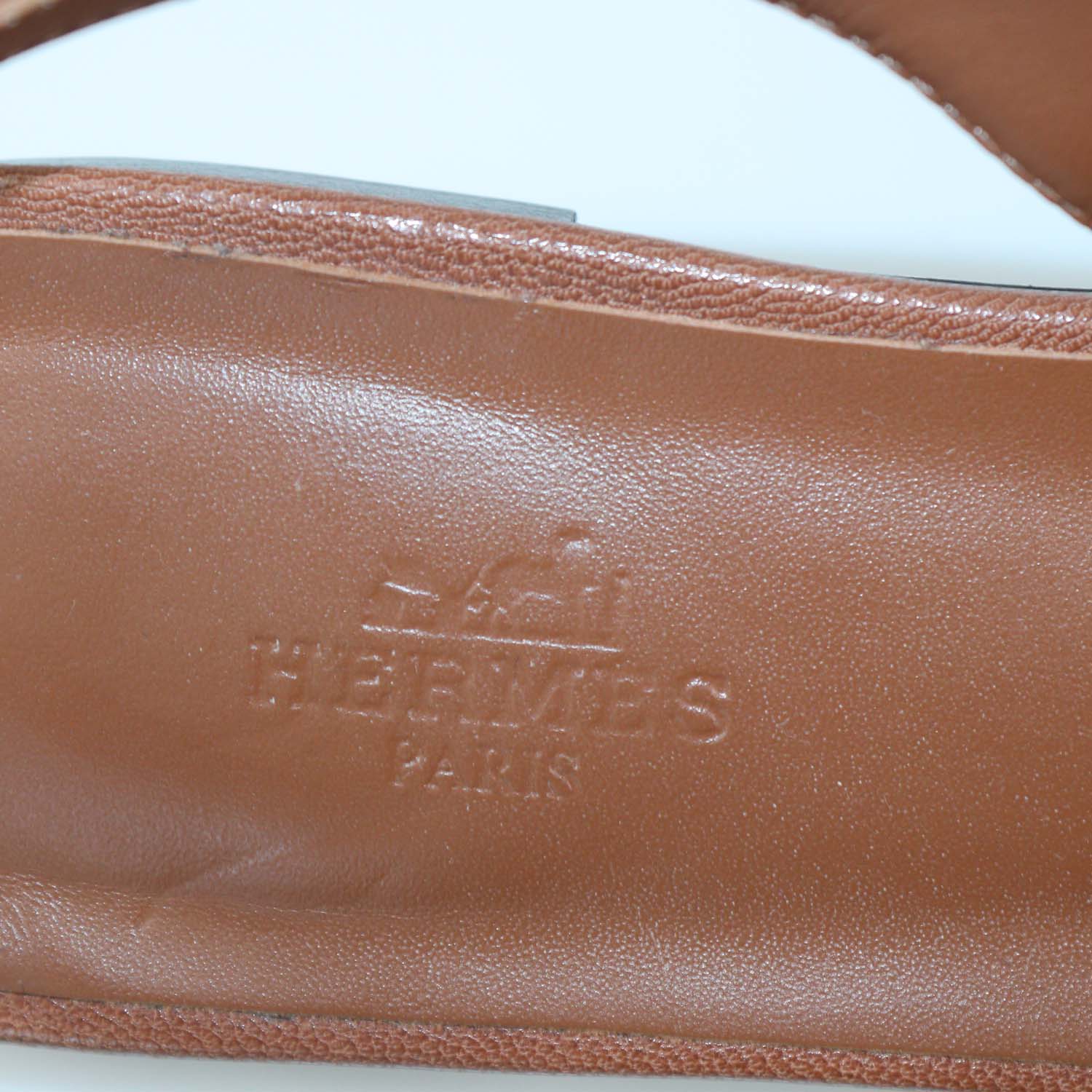 Hermes Dark Brown Leather Innocente Slingback Flats