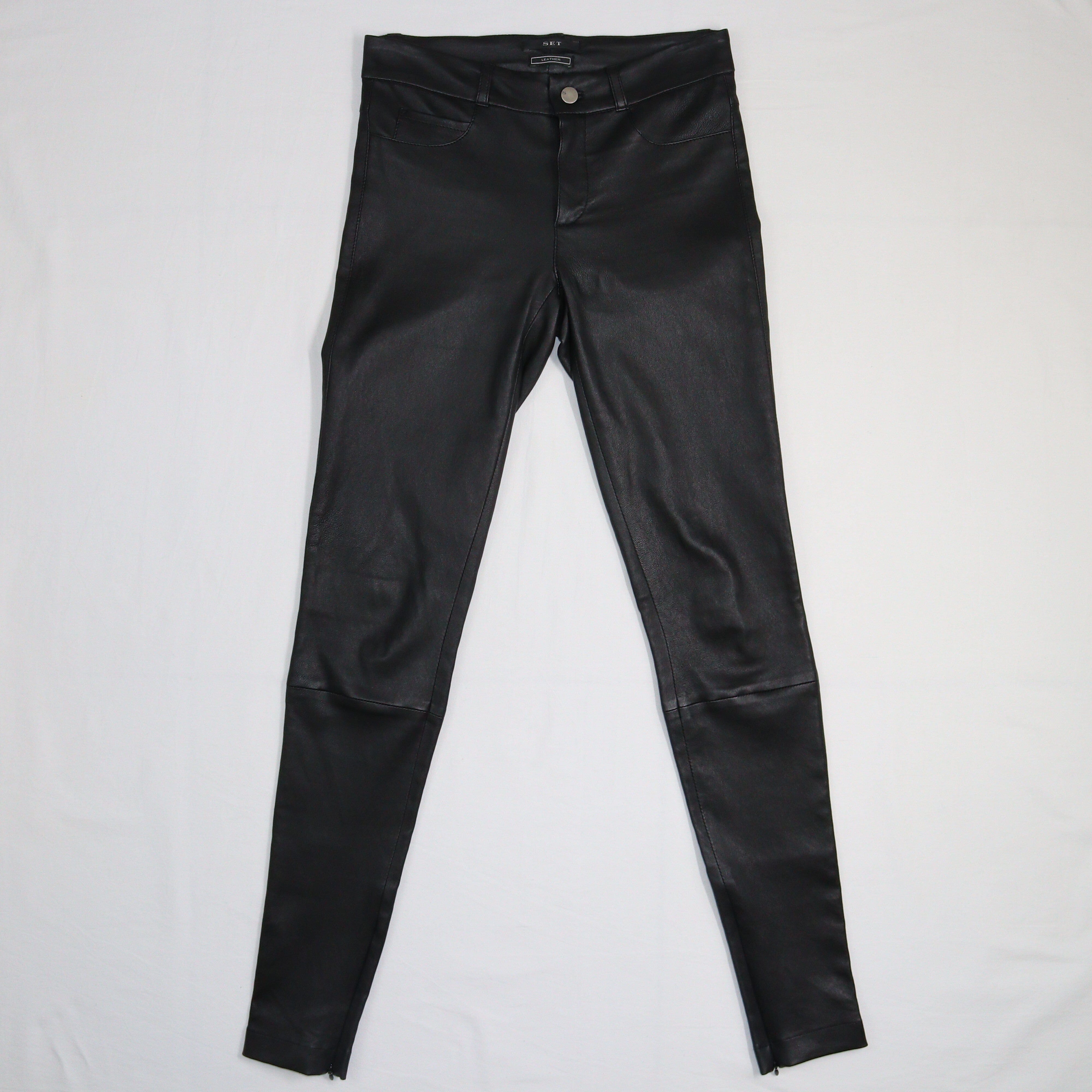 Black Ankle Zip Skinny Pants Clothing Set 