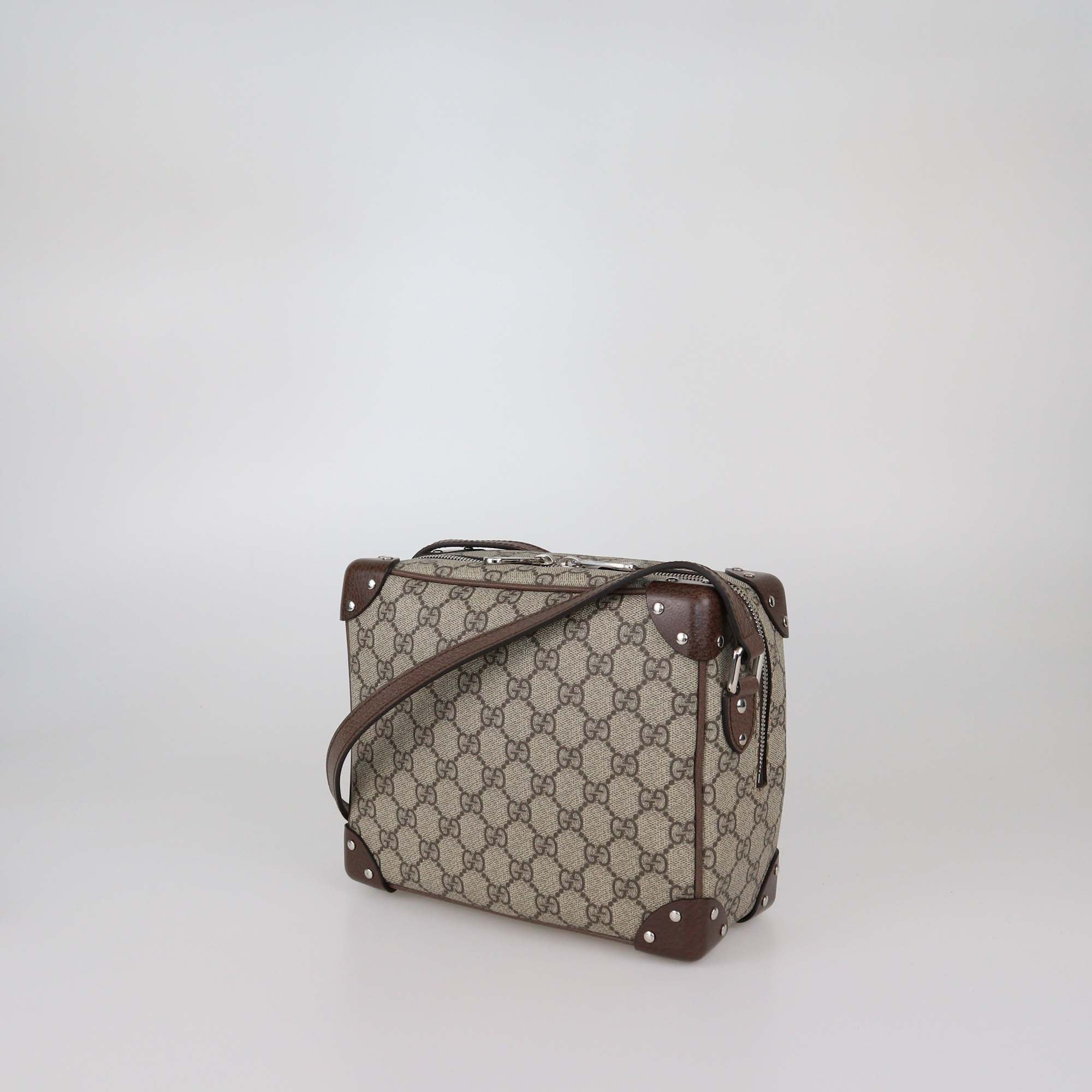 Gucci Brown/Beige GG Supreme Canvas Trunk Shoulder Bag