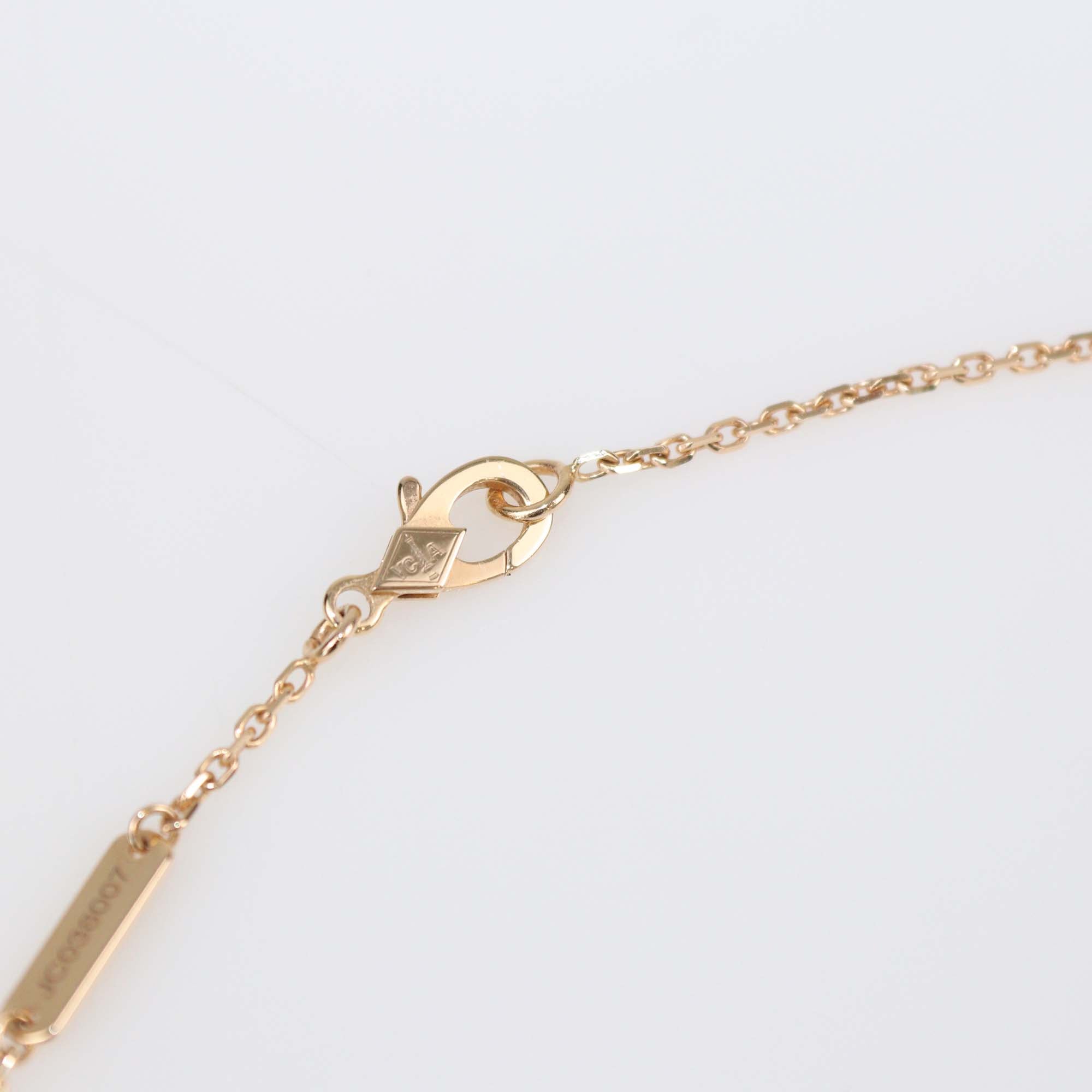 Van Cleef & Arpels Vintage Alhambra 18K Rose Gold Diamond Rhodonite Necklace