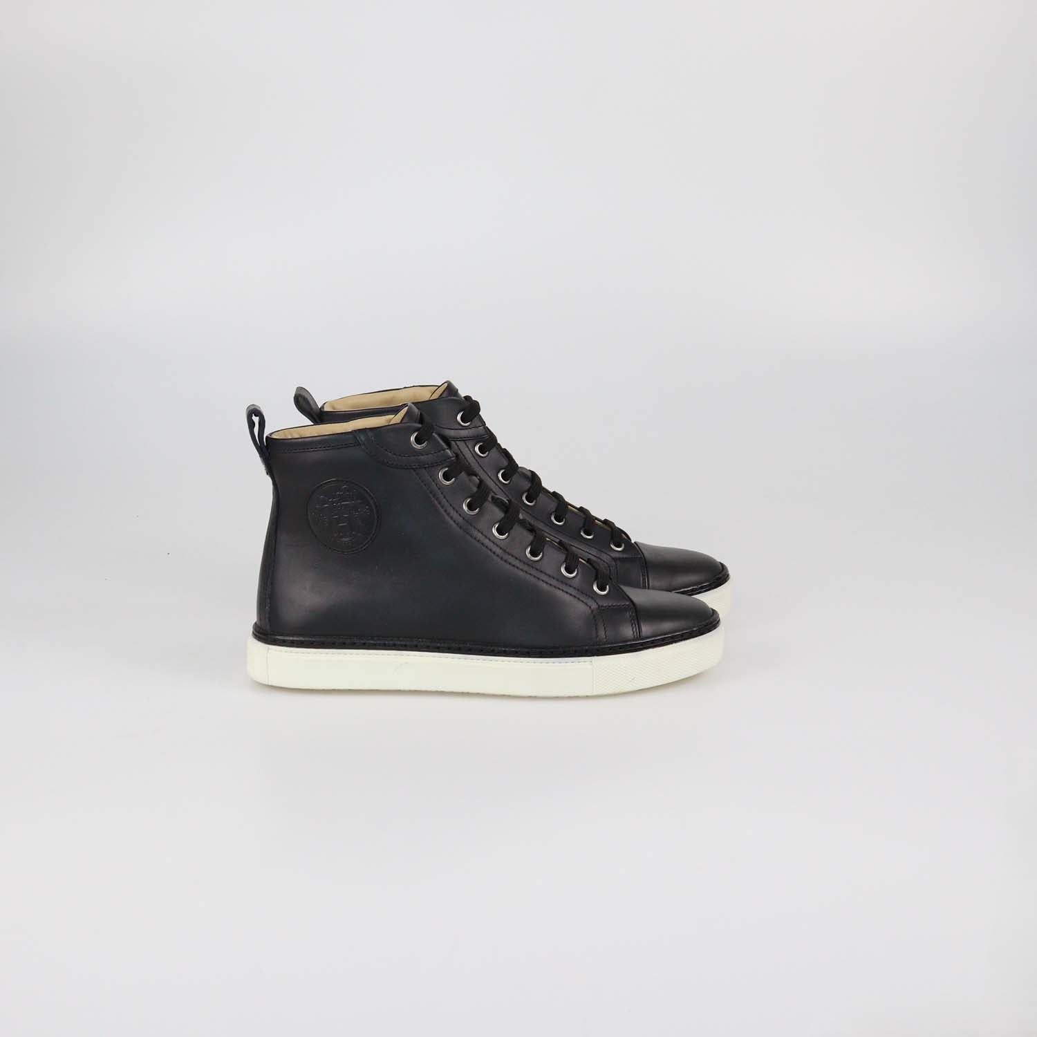 Hermes Black Leather Jimmy High Top Sneakers