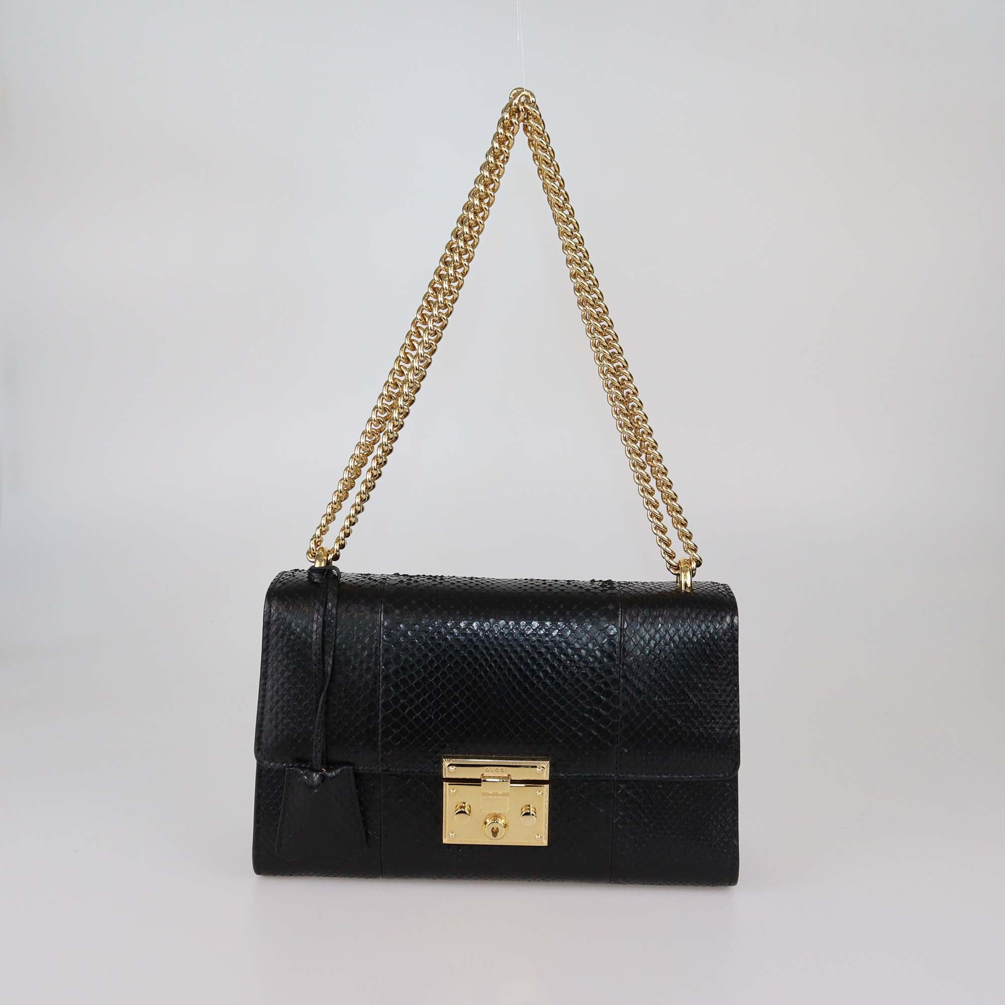 Gucci Black Python Medium Padlock Shoulder Bag