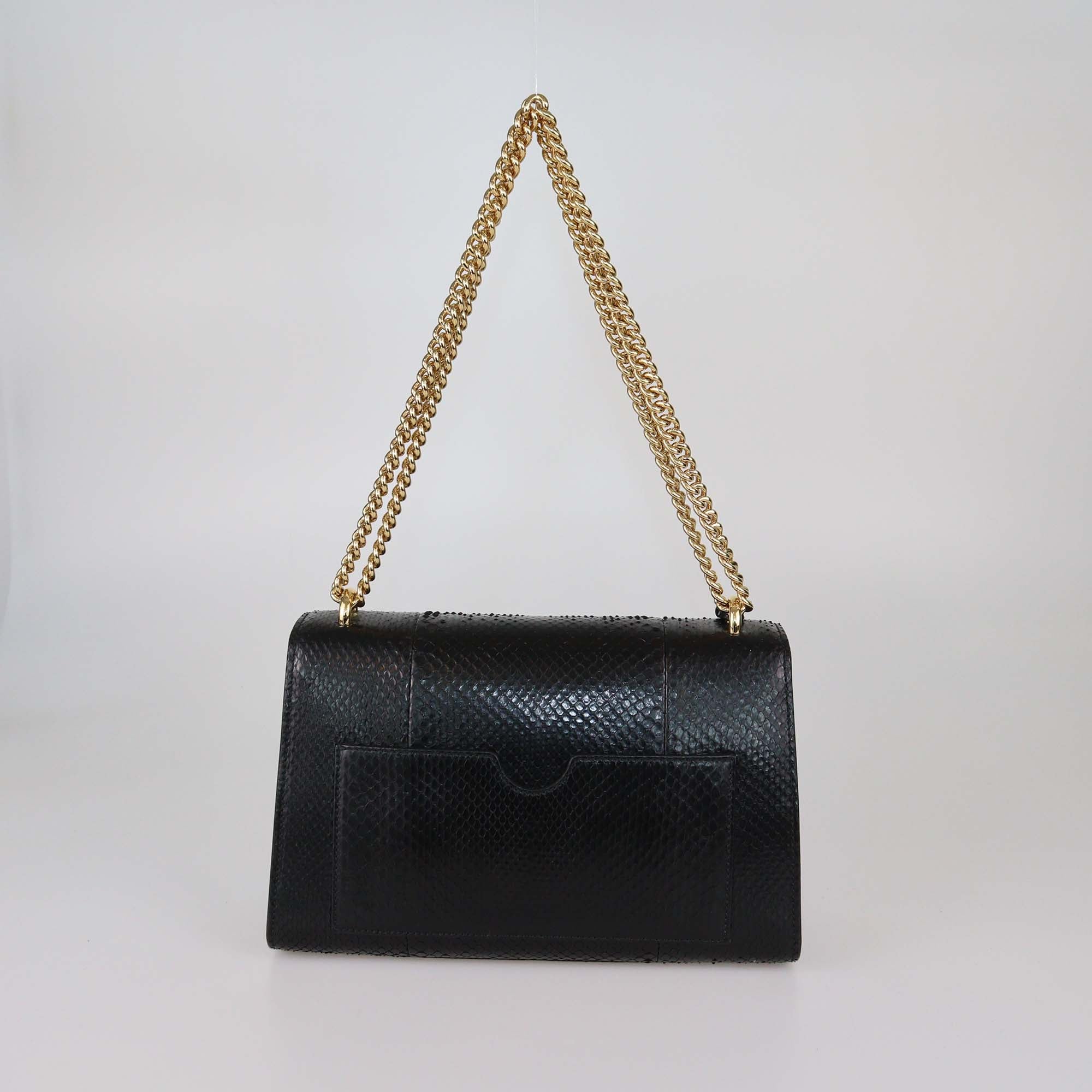 Gucci Black Python Medium Padlock Shoulder Bag